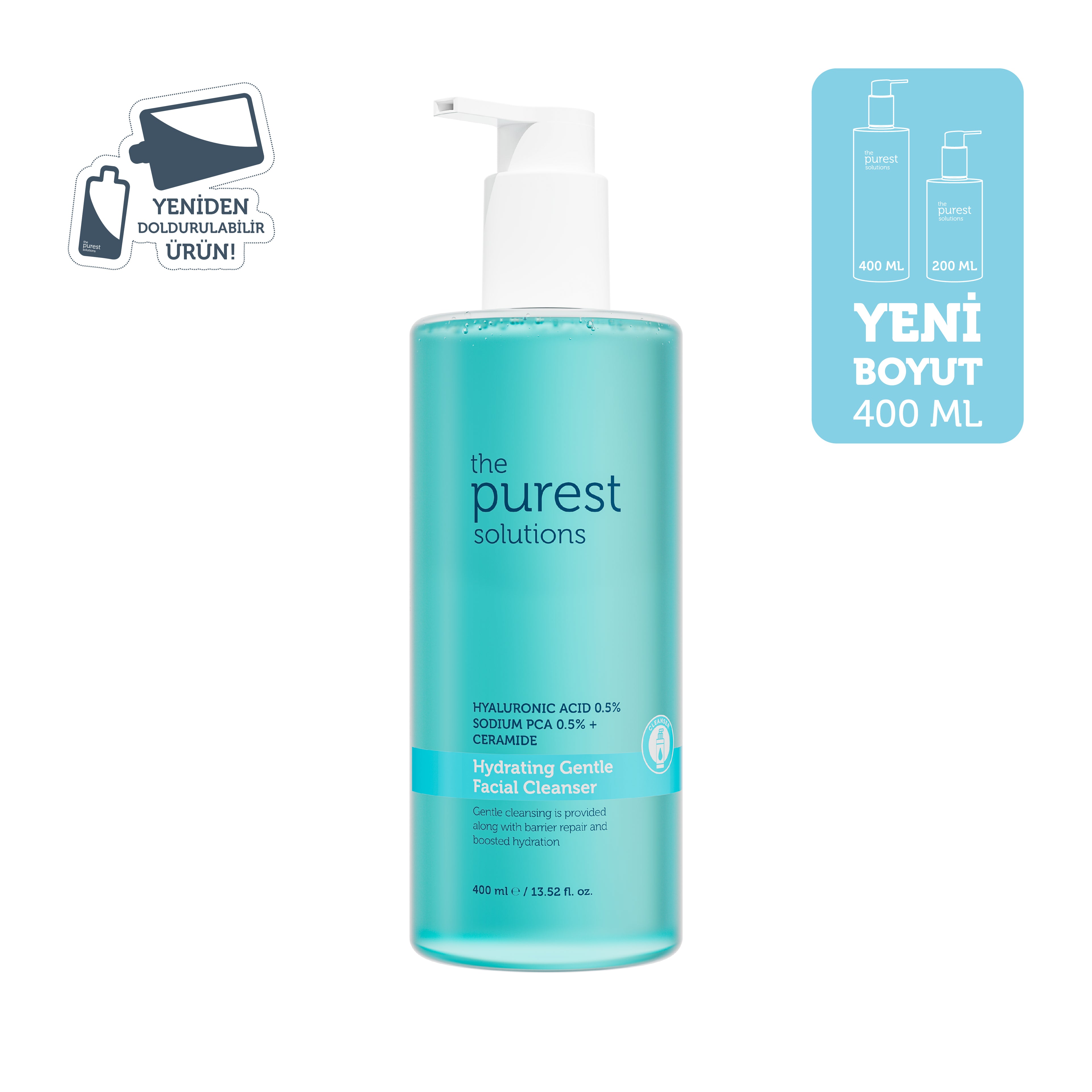 Kuru ve Karma Ciltler İçin Nemlendirici Ve Bariyer Onarıcı Hyalüronik Asit Yüz Temizleme Jeli 400 ml