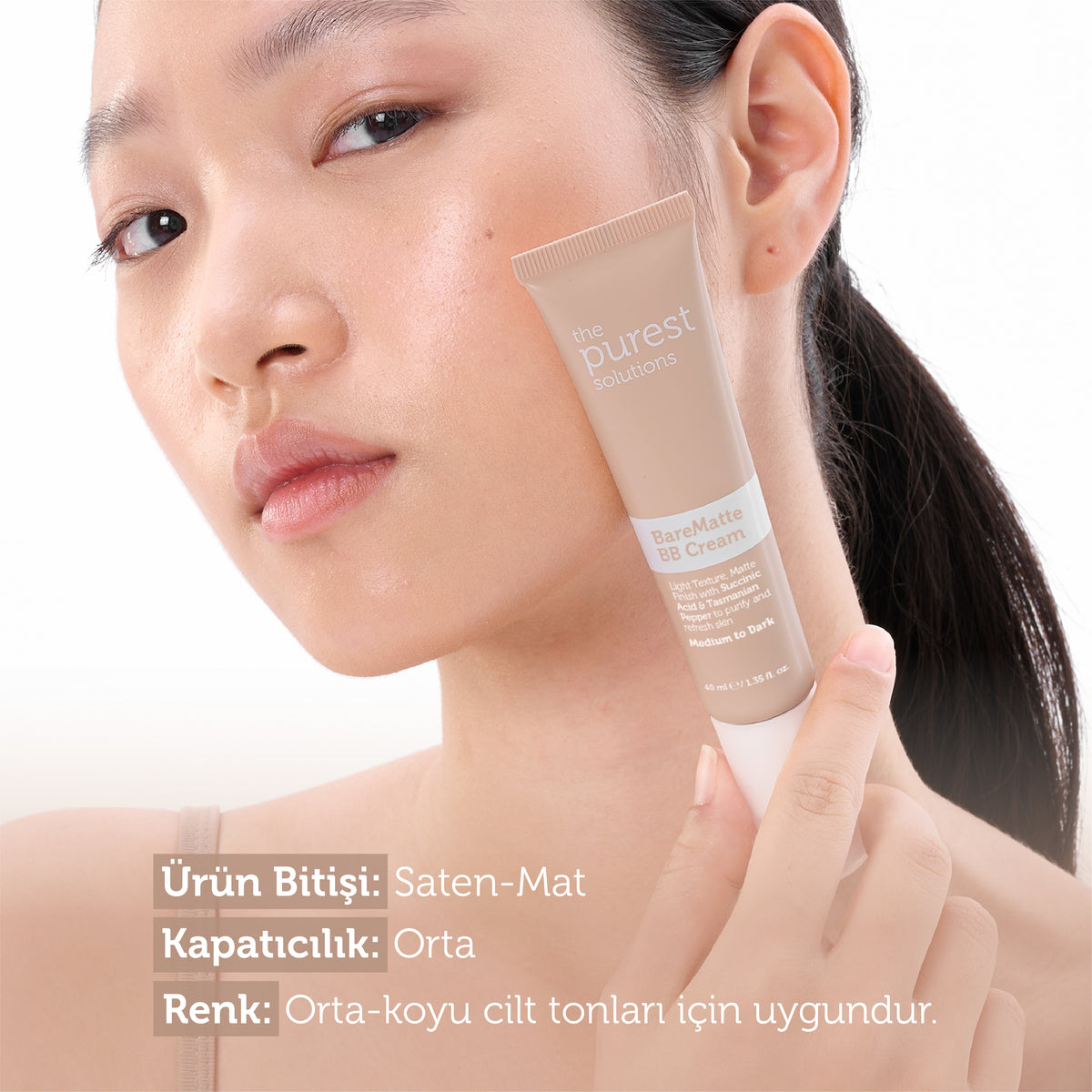 Yağlı ve Karma Ciltler İçin Matlaştırıcı BB Krem, SPF 50+,40 ml – Orta/Koyu Ton