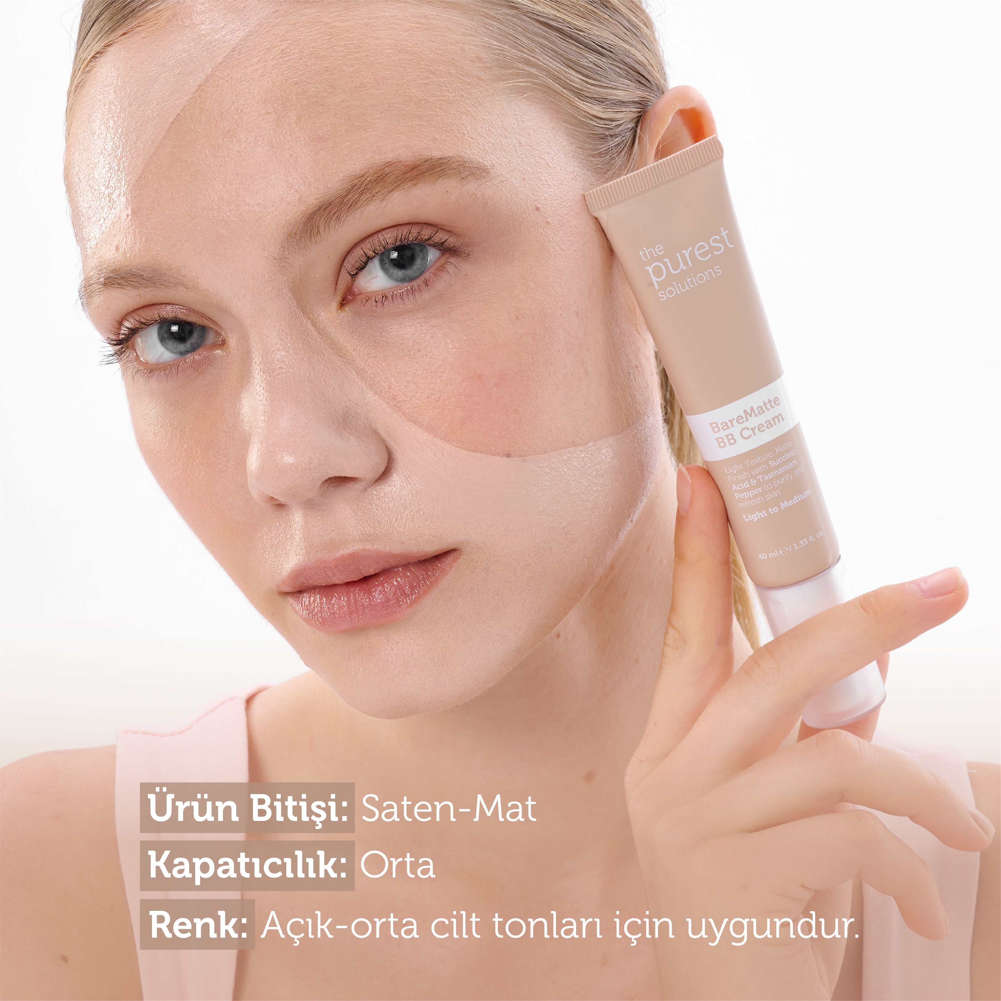 Yağlı ve Karma Ciltler İçin Matlaştırıcı BB Krem, SPF 50+,40 ml – Açık/Orta Ton