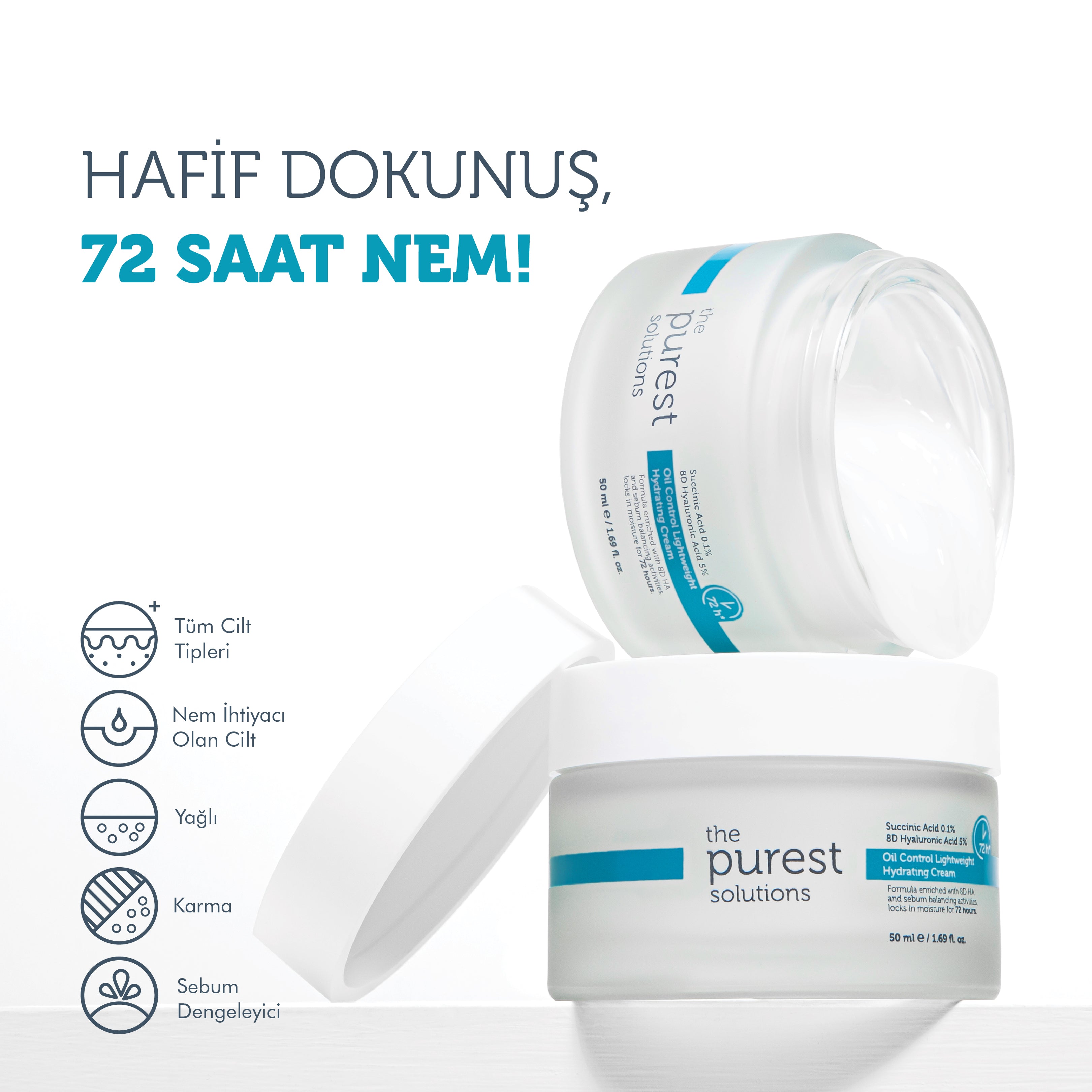 72 Saat Etkili Sebum Dengeleyici Günlük Nemlendirici Krem