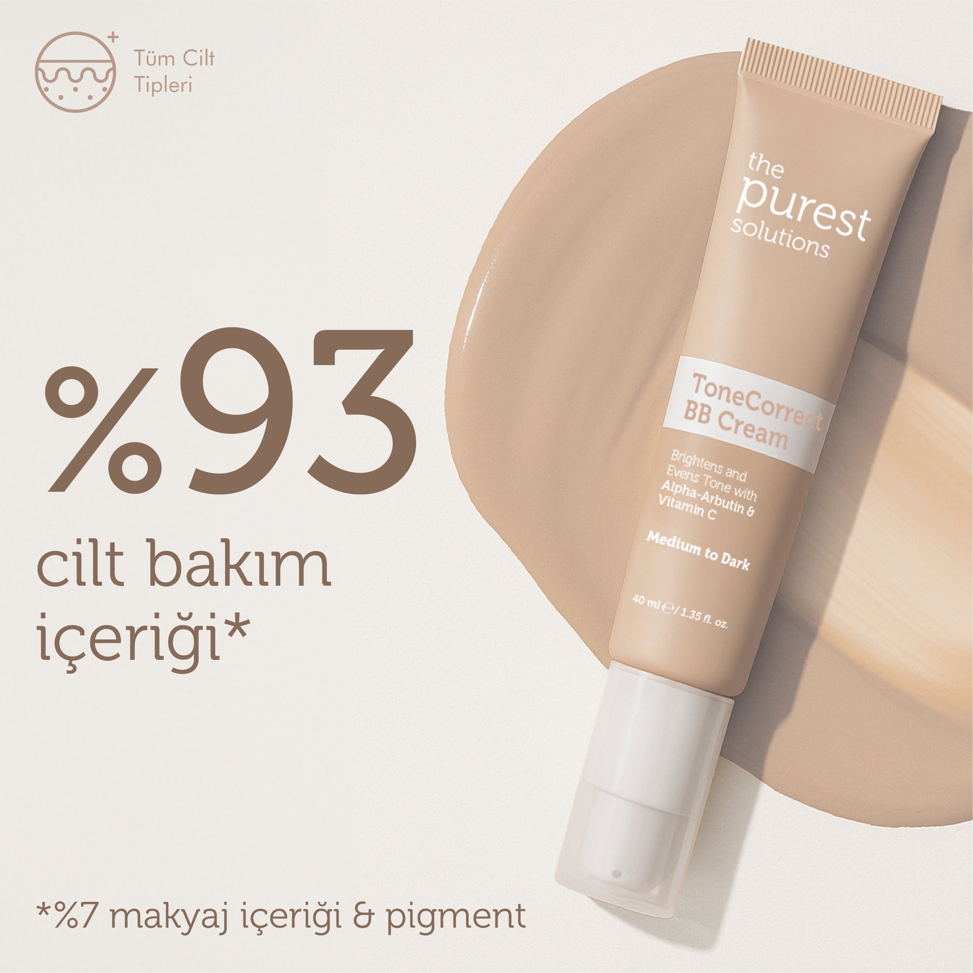 Lekeli Ciltler İçin Cilt Tonu Eşitleyici BB Krem ,SPF 50+,40 ml – Orta/Koyu Ton