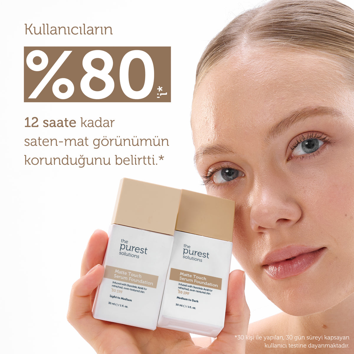 Sebum Dengeleyici & Matlaştırıcı Serum Fondöten SPF 50+,30 ml – Orta/Koyu Ton