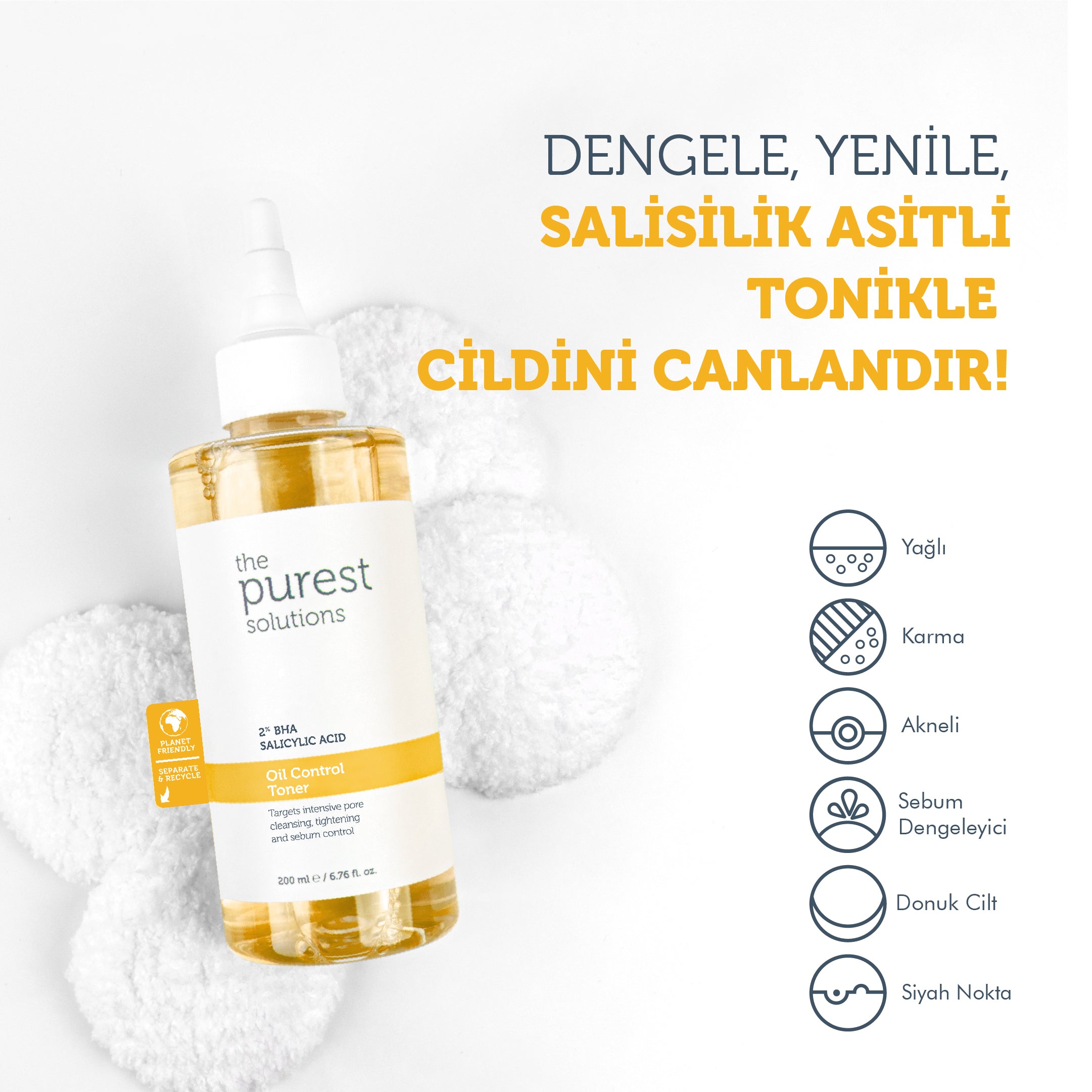 Sivilce ve Siyah Nokta Karşıtı, Gözenek Sıkılaştırıcı Salisilik Asit Tonik 200 Ml