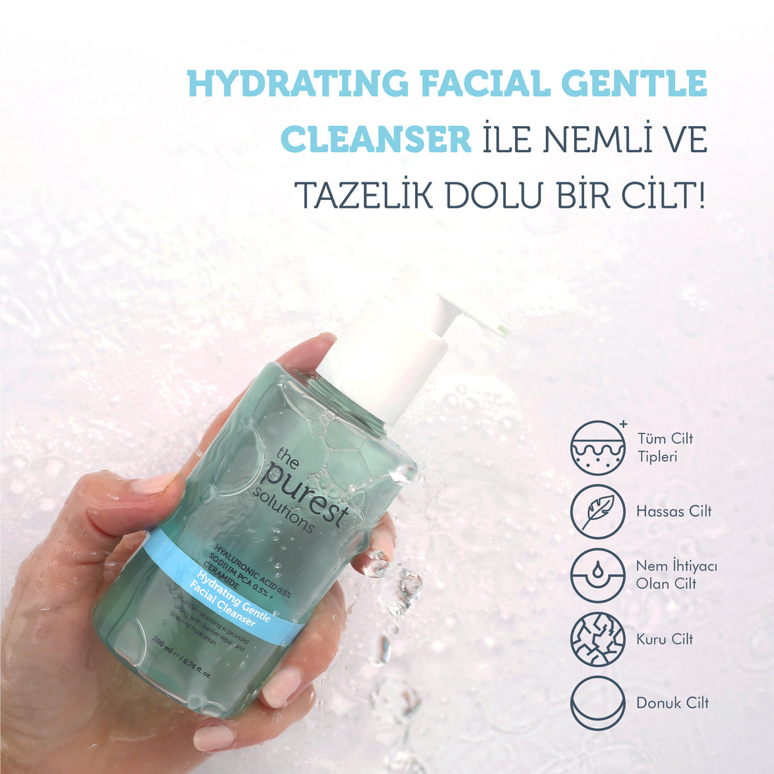 Moisturizing and Barrier Repair Facial Cleansing Gel with Hyaluronic Acid for Dry and Combination Skin 200 Ml