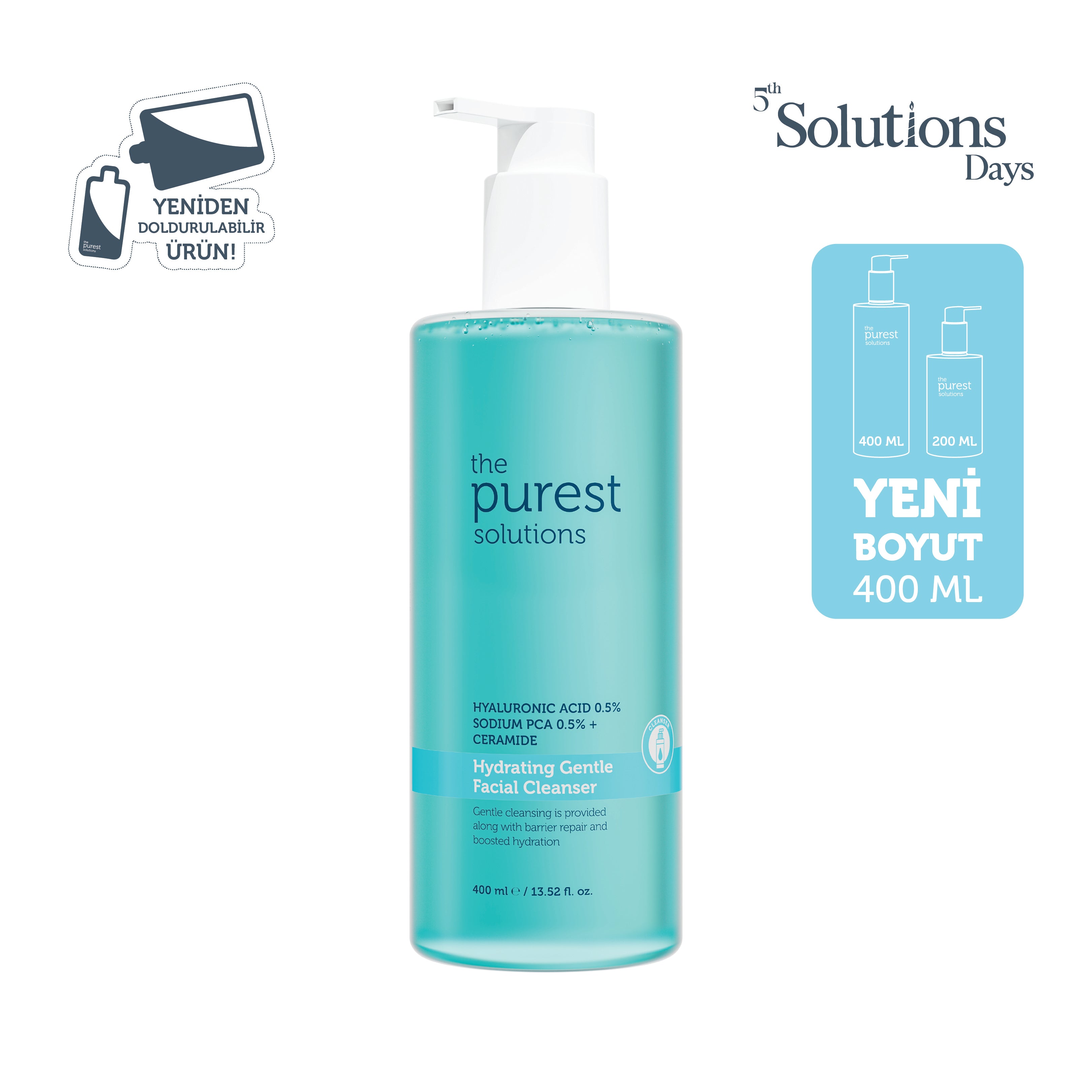 Kuru ve Karma Ciltler İçin Nemlendirici Ve Bariyer Onarıcı Hyalüronik Asit Yüz Temizleme Jeli 400 ml