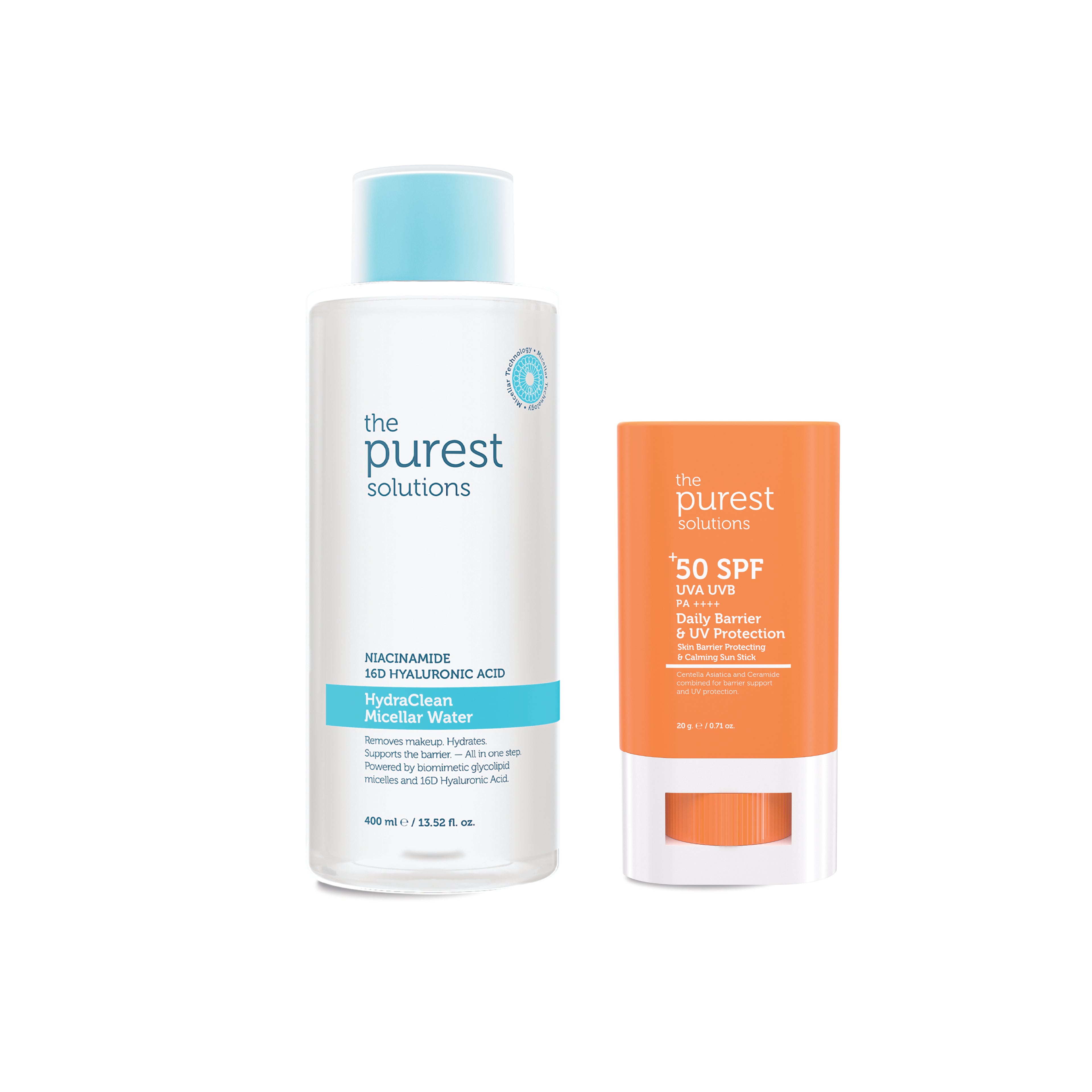 Pratik Koruma & Güçlü Bariyer Seti: Micellar Makyaj Temizleme Suyu 400ml & Güneş Stick SPF50+ 17g