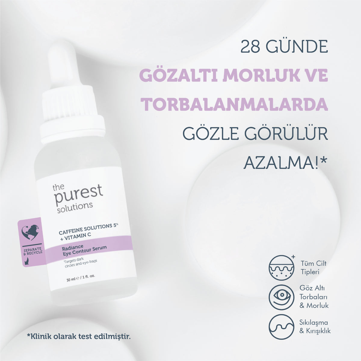 Göz Çevresi Bakım Seti, Göz Altı Bakımı için Kafein, Microneedle ve Retinol İçeren, 3’lü Set