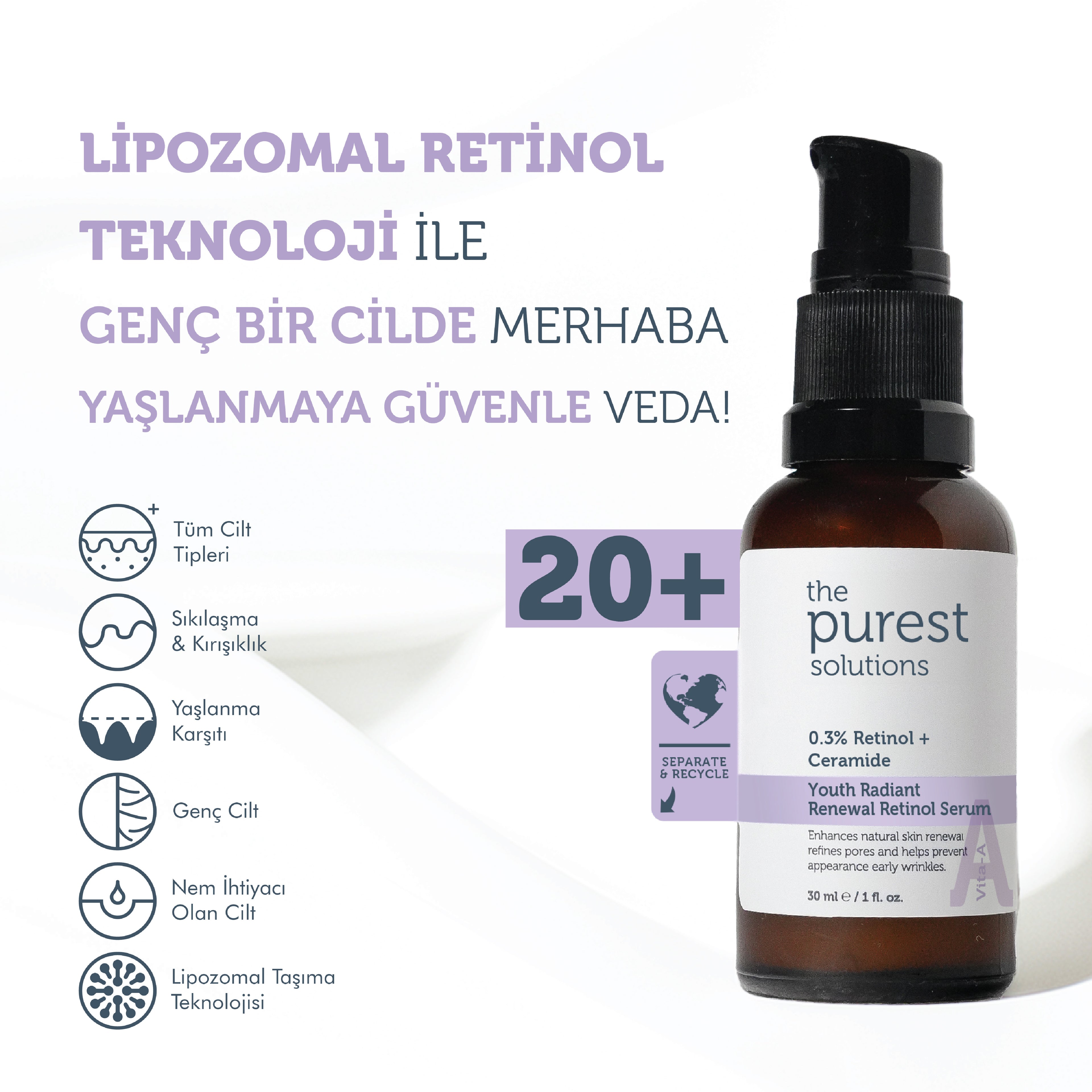 Cilt ve Göz Çevresi Bakım Seti, Retinol ve Adenozin İçeren, Kırışıklık Karşıtı Gece Bakımı, 2’li Set