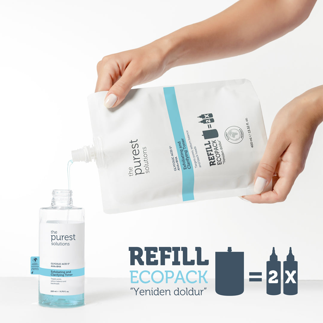 Glikolik Asit Tonik Ekolojik Yedek Paket: Canlandırıcı ve Gözenek Sıkılaştırıcı 400 Ml