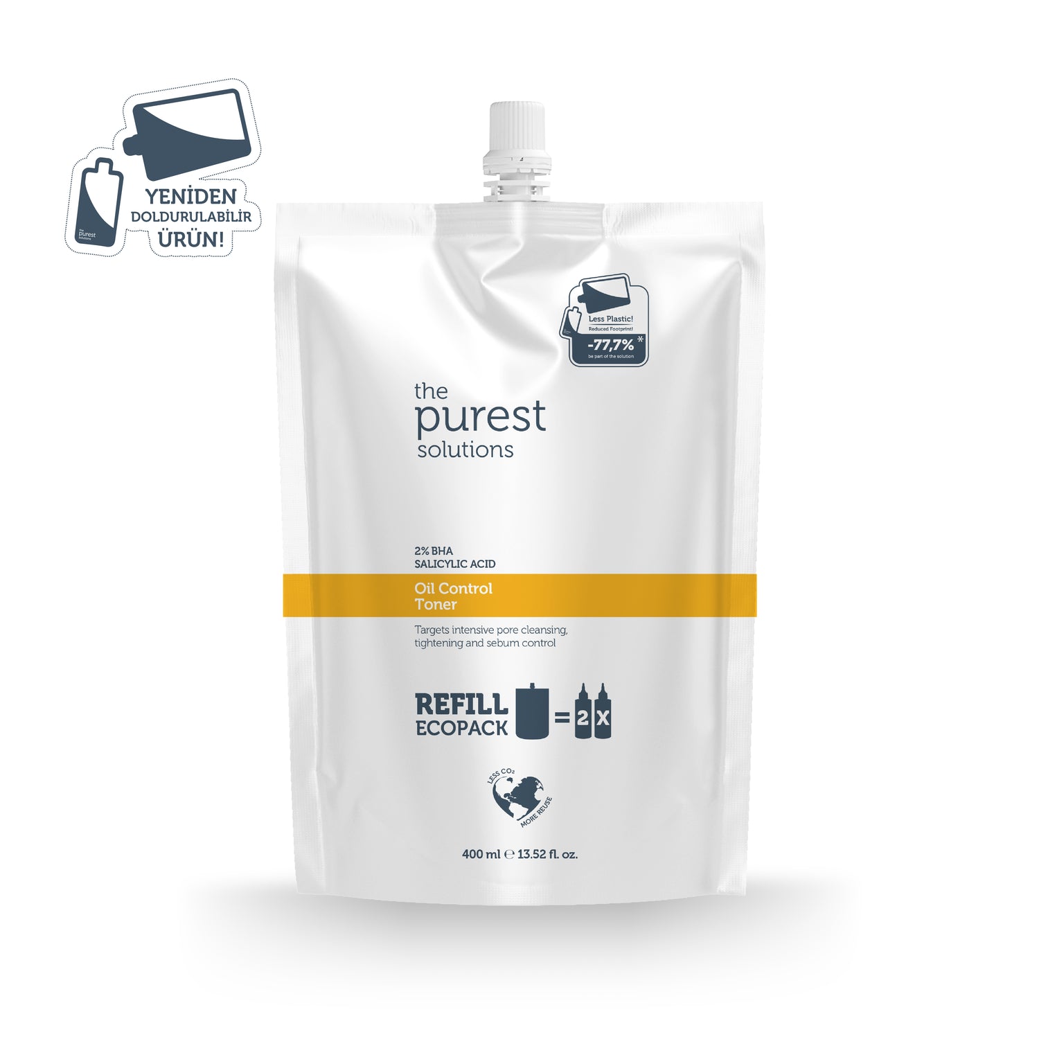 Salisilik Asit Tonik Ekolojik Yedek Paket: Yağlı & Karma Ciltler İçin Sivilce Ve Siyah Nokta Karşıtı, Gözenek Sıkılaştırıcı 400 ML