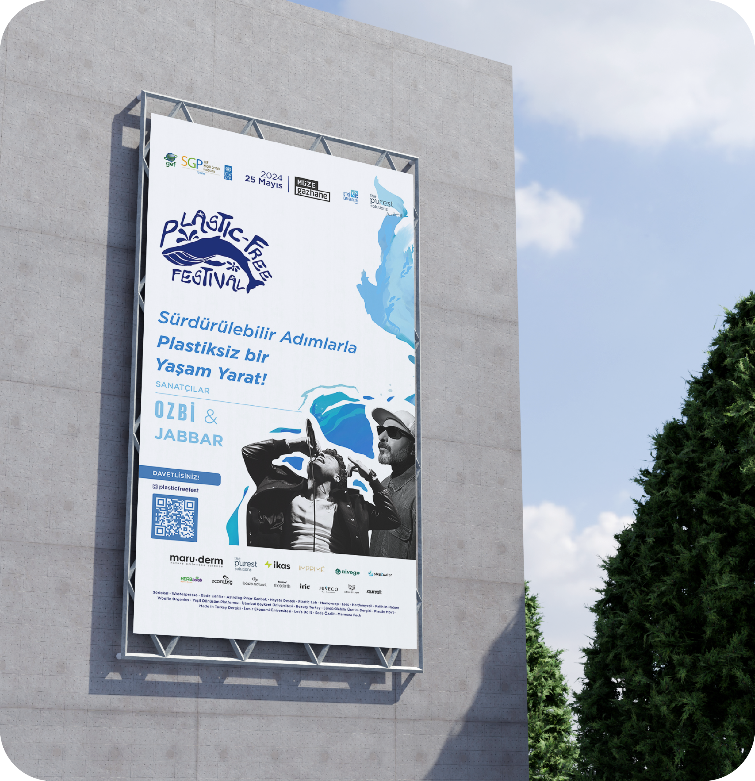 Plastic-Free Festival 2024 dikey açık hava reklamı