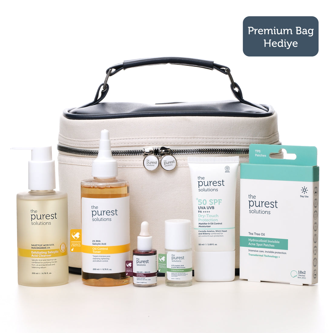 Sivilceli Ciltler İçin Cilt Bakım Seti, Premium Bag Hediyeli