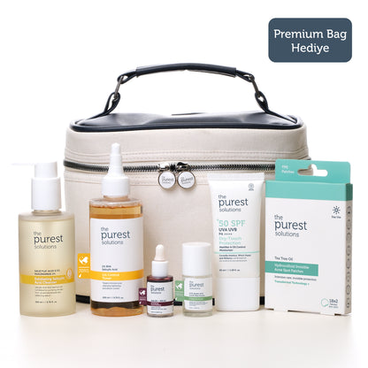 Sivilceli Ciltler İçin Cilt Bakım Seti, Premium Bag Hediyeli