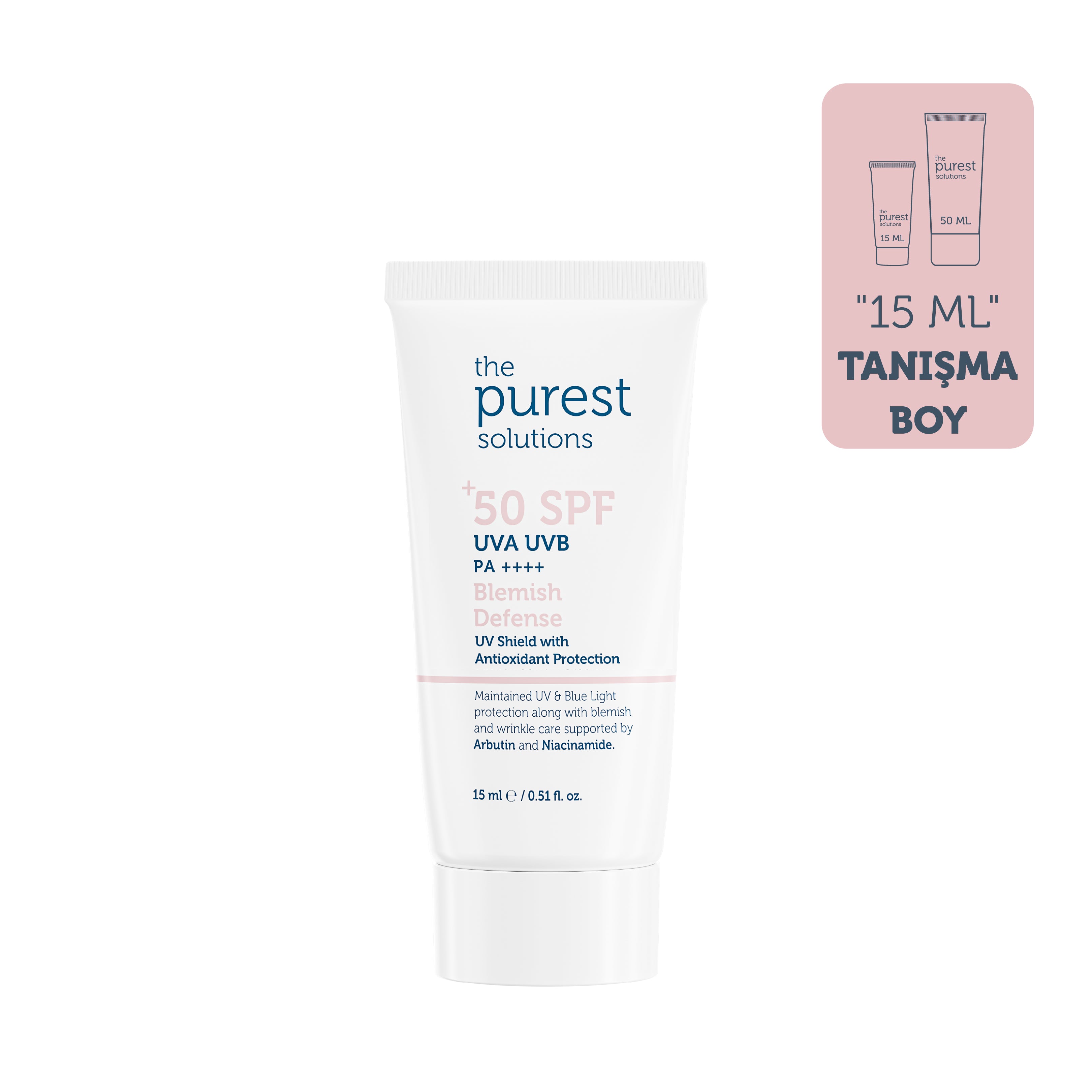 The Purest Solutions Cilt Tonu Eşitleyici Ve Leke Karşıtı Blemish Defense Renkli Güneş Koruyucu Krem SPF 50, 15 Ml