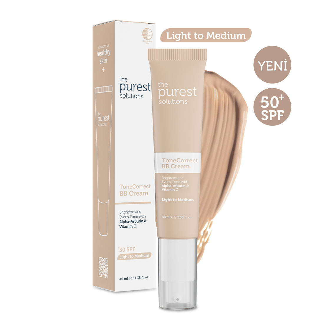 Lekeli Ciltler İçin Cilt Tonu Eşitleyici BB Krem, SPF 50+,40 ml  – Açık/Orta Ton