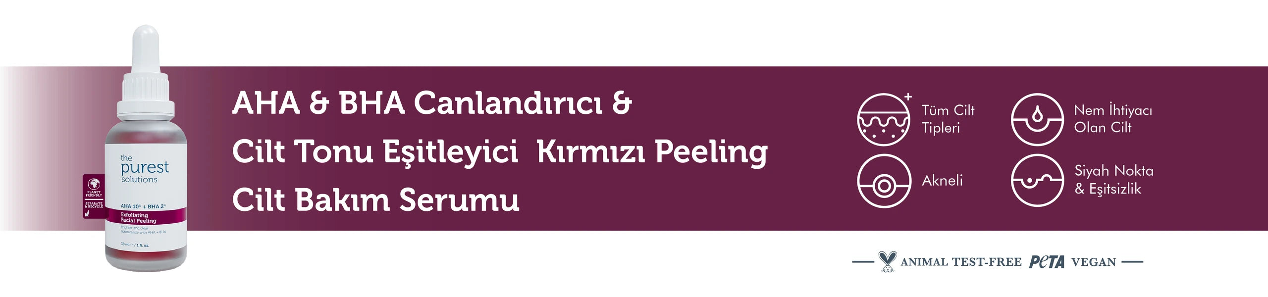 Aha &amp; Bha Canlandırıcı Ve Cilt Tonu Eşitleyici Kırmızı Peeling Cilt Serumu 30 Ml