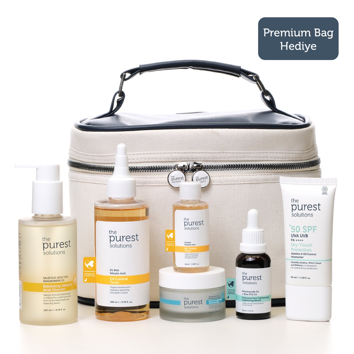Yağlı Ciltler İçin Cilt Bakım Seti, Premium Bag Hediyeli