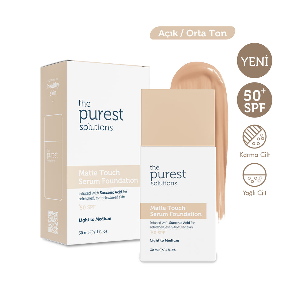 Sebum Dengeleyici & Matlaştırıcı Serum Fondöten  SPF 50+,30 ml – Açık/Orta Ton