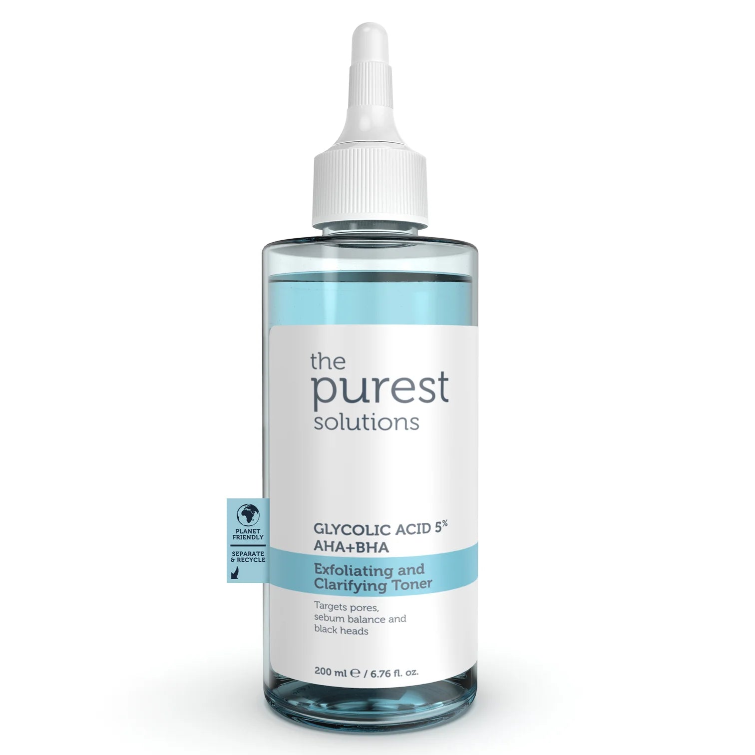 Revitalisierendes und porenverfeinerndes blaues Gesichtswasser mit Glykolsäure, 200 ml