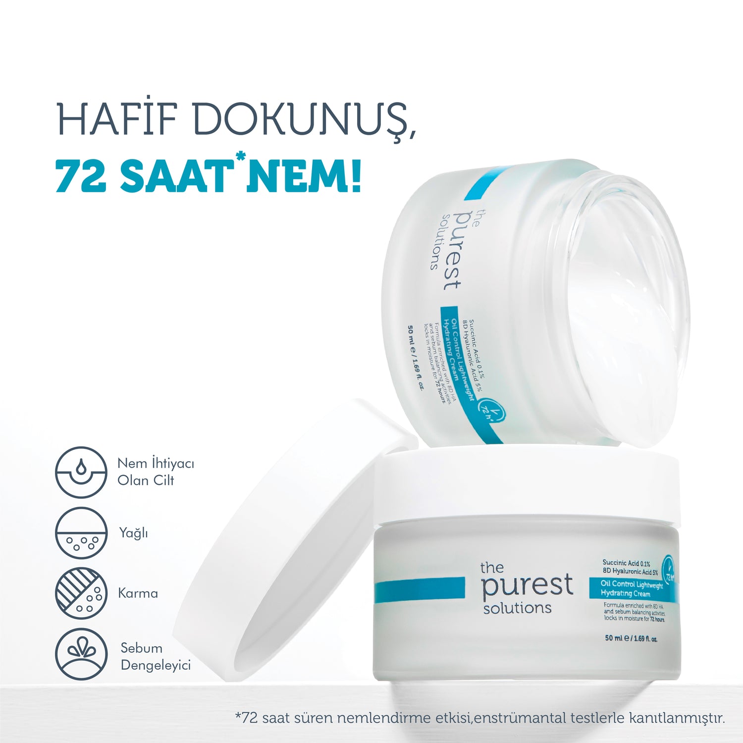 72 Saat Etkili Sebum Dengeleyici Günlük Nemlendirici Krem
