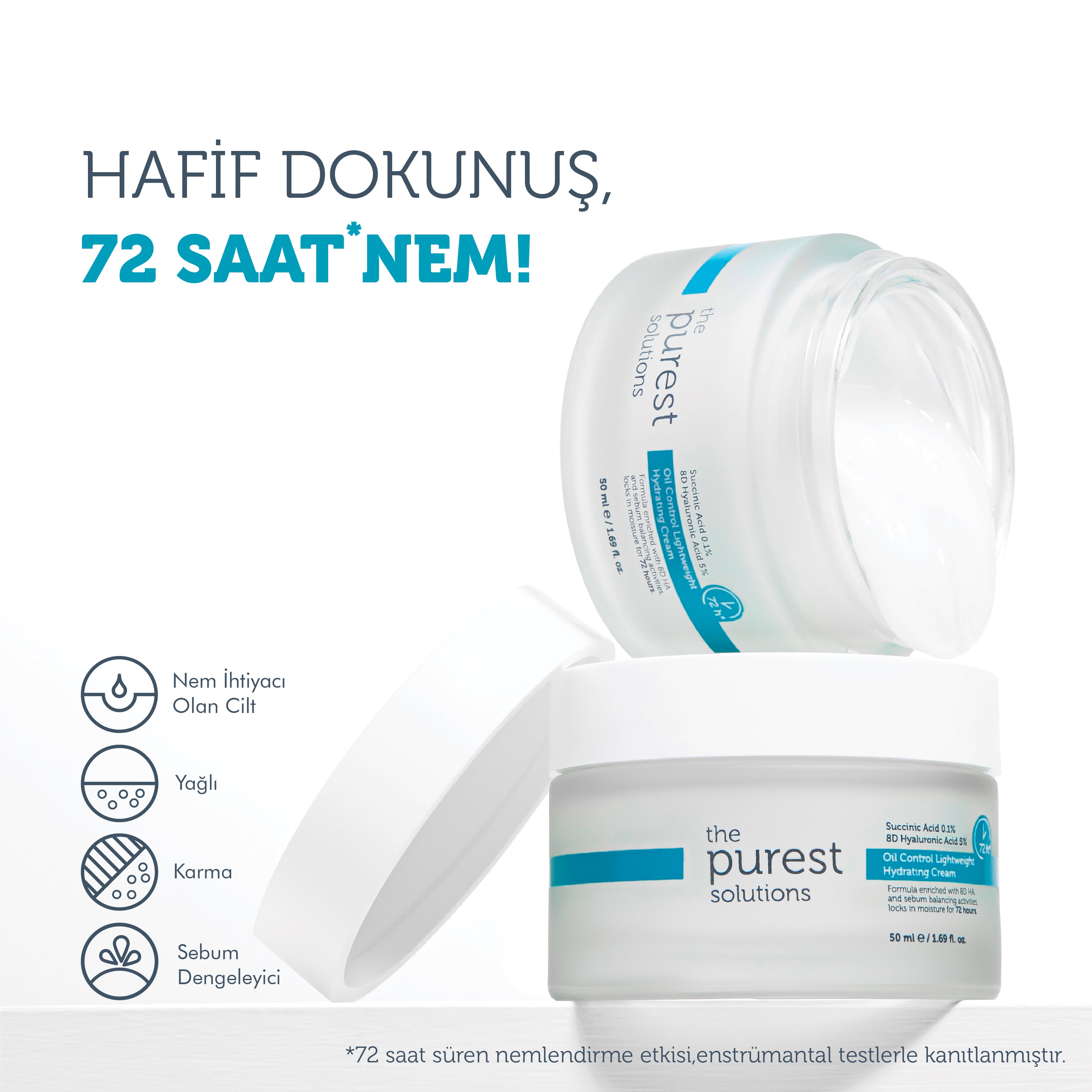 72 Saat Etkili Sebum Dengeleyici Günlük Nemlendirici Krem