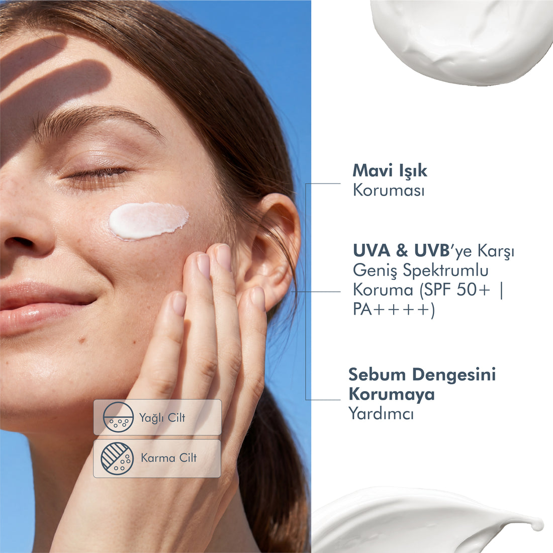 Mattierende, schnell einziehende Sonnenschutzcreme LSF 50 für fettige und Mischhaut, 50 ml.