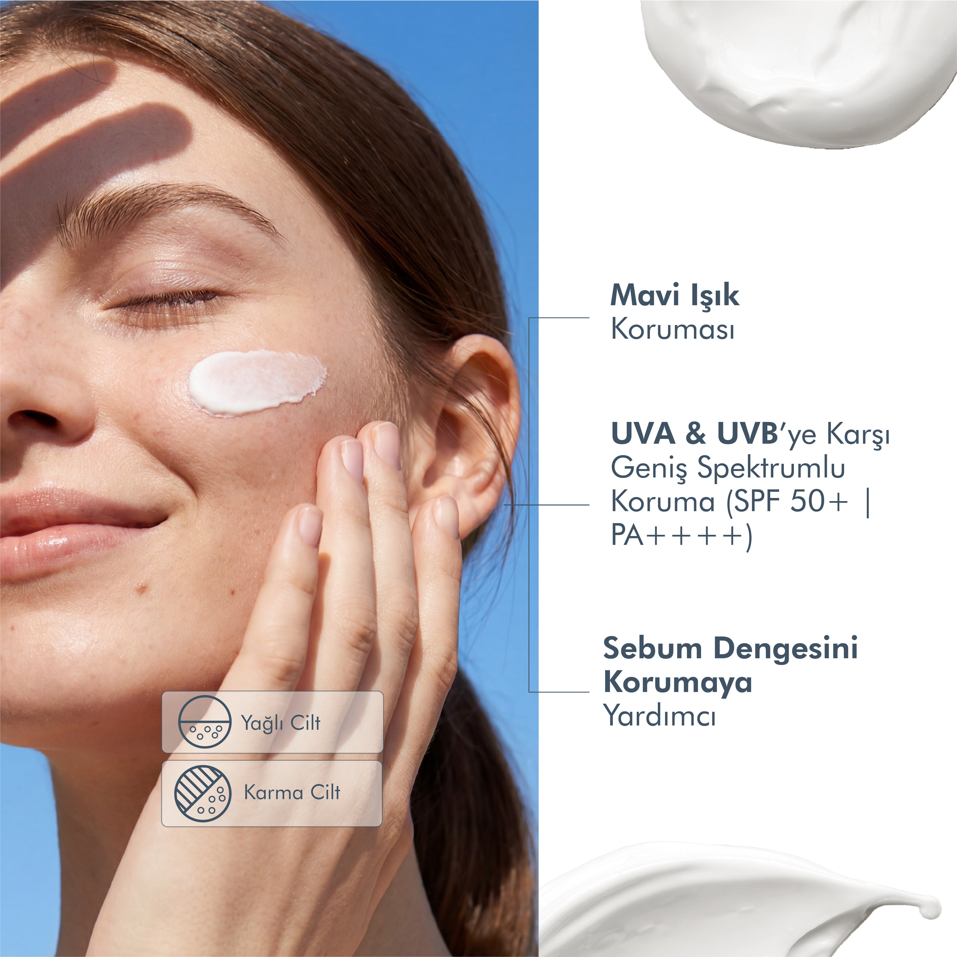 Yağlı ve Karma Ciltler İçin Matlaştırıcı Dry-Touch Güneş Koruyucu Krem SPF 50, 50 Ml.