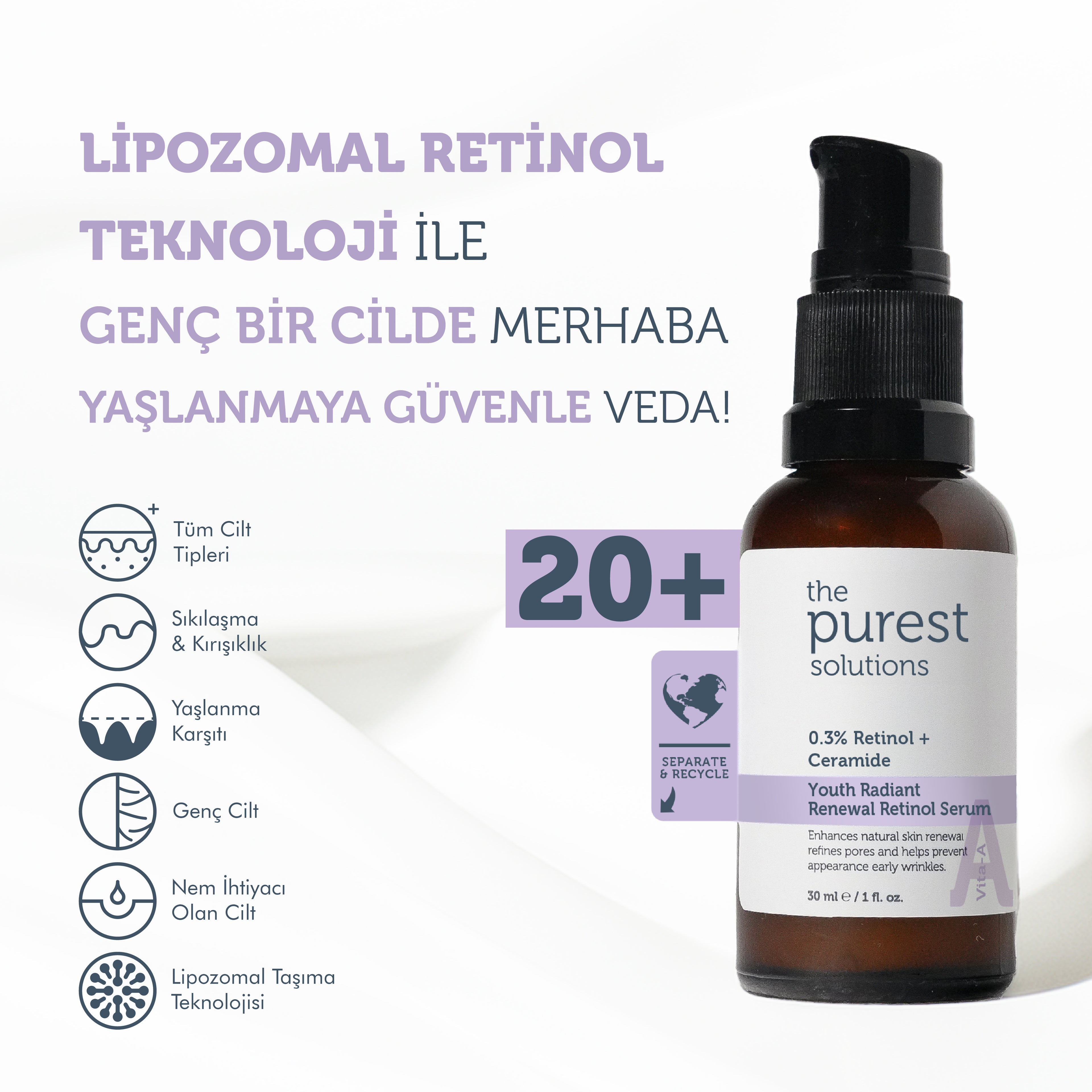 Yenileyici ve Yaşlanma Karşıtı Lipozomal Retinol Gece Serumu 20+