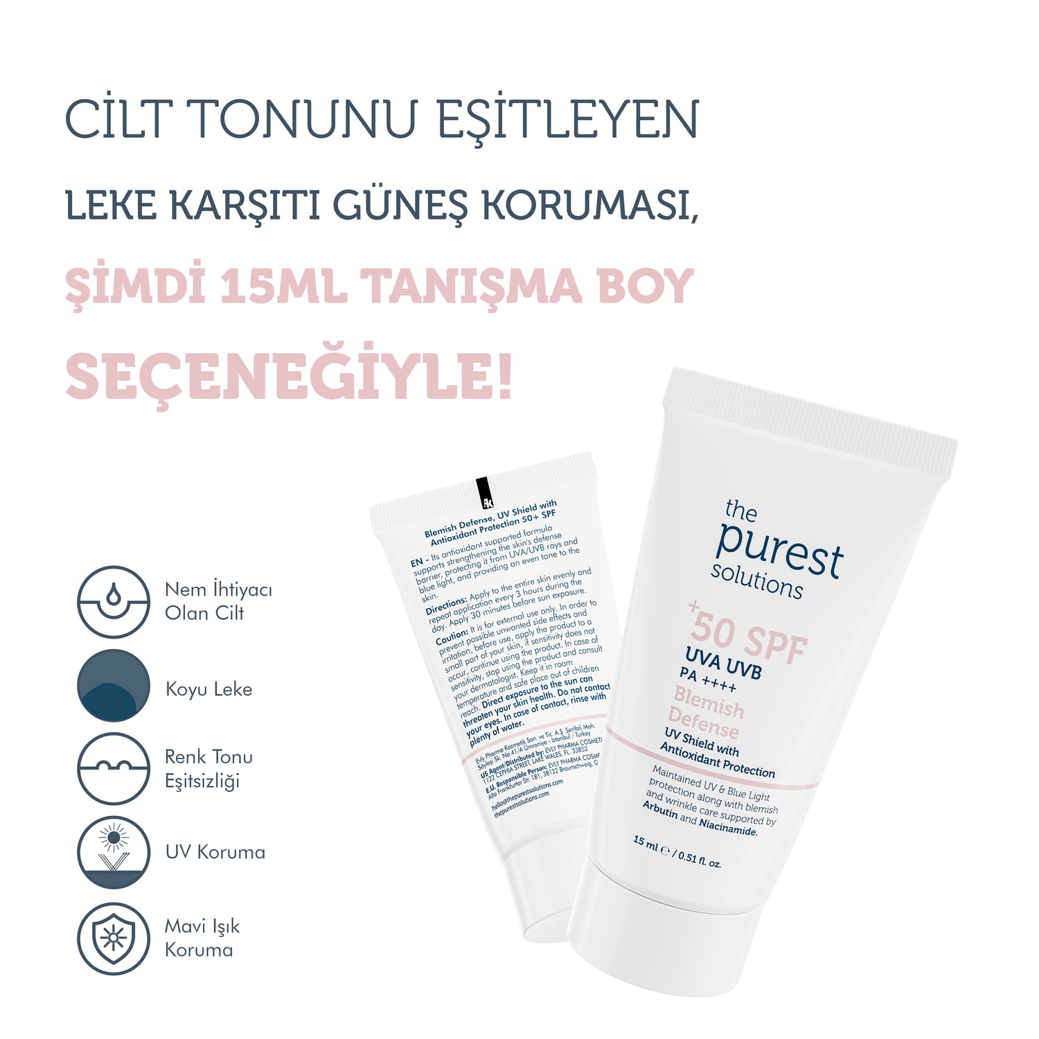 Cilt Tonu Eşitleyici Ve Leke Karşıtı Blemish Defense Renkli Güneş Koruyucu Krem SPF 50, 15 Ml