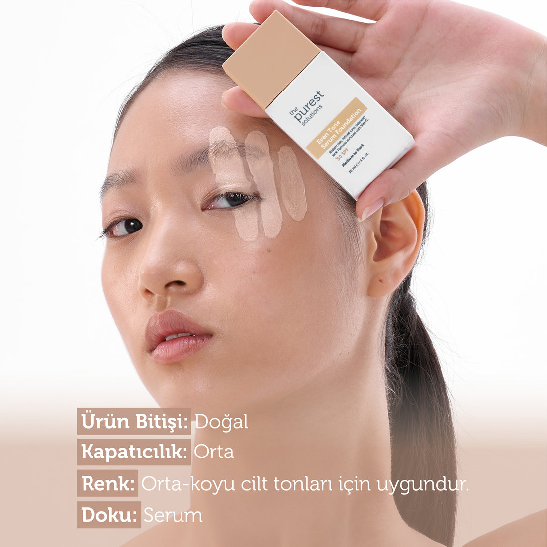 Cilt Tonu Eşitleyici &amp; Leke Karşıtı  Serum Fondöten  SPF 50+,30 ml – Orta/Koyu Ton