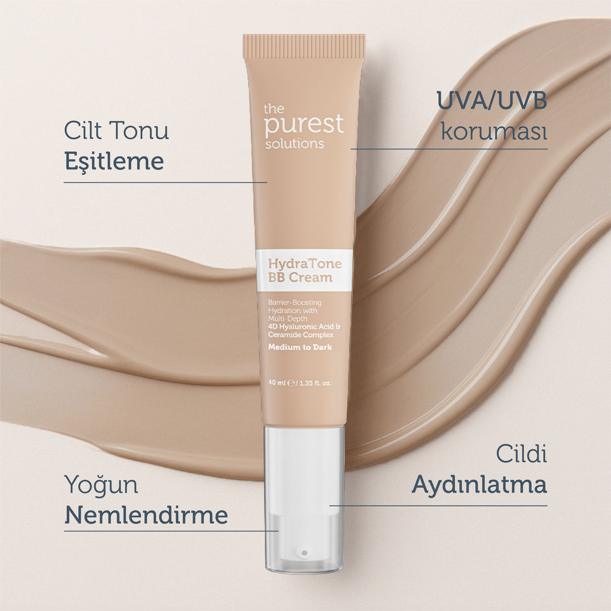 Kuru ve Karma Ciltler İçin Yoğun Nemlendirici BB Krem, SPF 50+,40 ml  – Orta/Koyu Ton