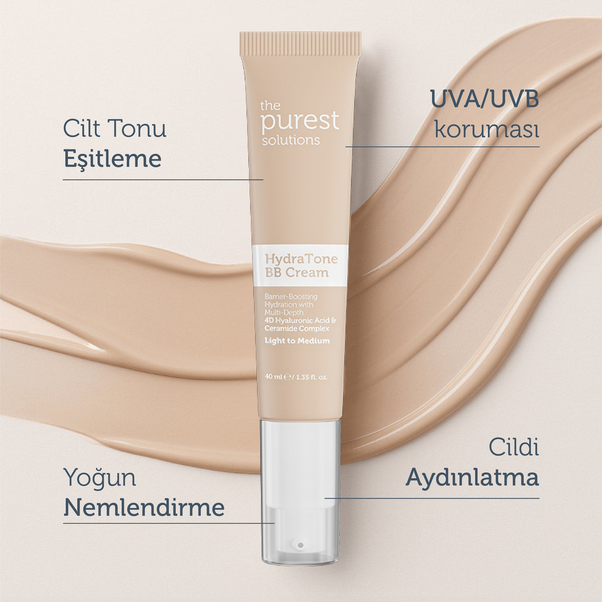 Kuru ve Karma Ciltler İçin Yoğun Nemlendirici BB Krem, SPF 50+,40 ml  – Açık/Orta Ton