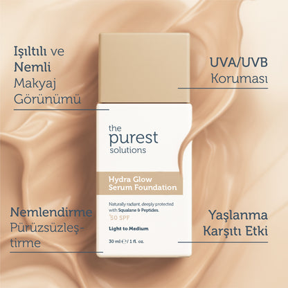 Nemlendirci &amp; Canlandırıcı Serum Fondöten  SPF 50+,30 ml – Açık/Orta Ton