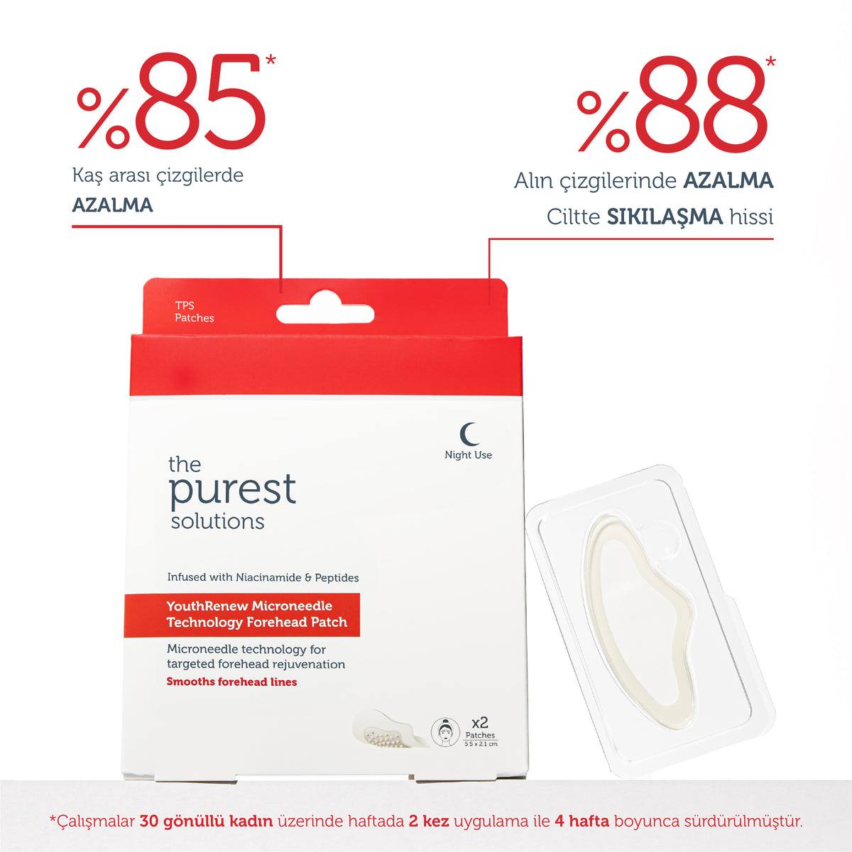 Microneedle Teknolojili Sıkılaştırıcı &amp; İnce Çizgi Karşıtı Alın Bölgesi Bandı / Patch