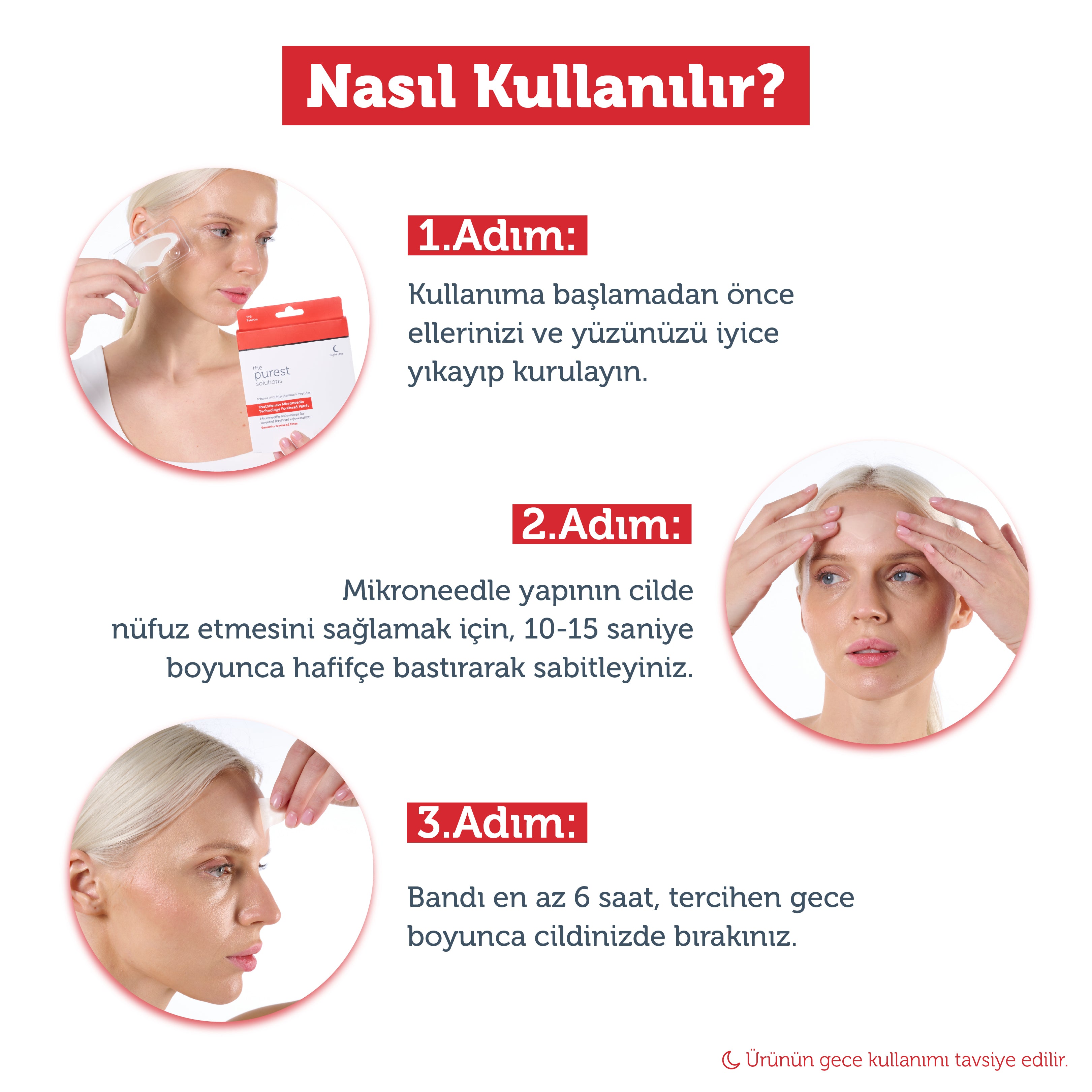 Microneedle Teknolojili Sıkılaştırıcı &amp; İnce Çizgi Karşıtı Alın Bölgesi Patch