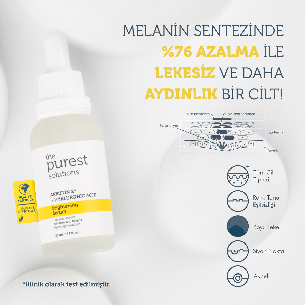 Aydınlatıcı ve Leke Görünümü Azaltıcı Arbutin Cilt Bakım Serumu 30 Ml