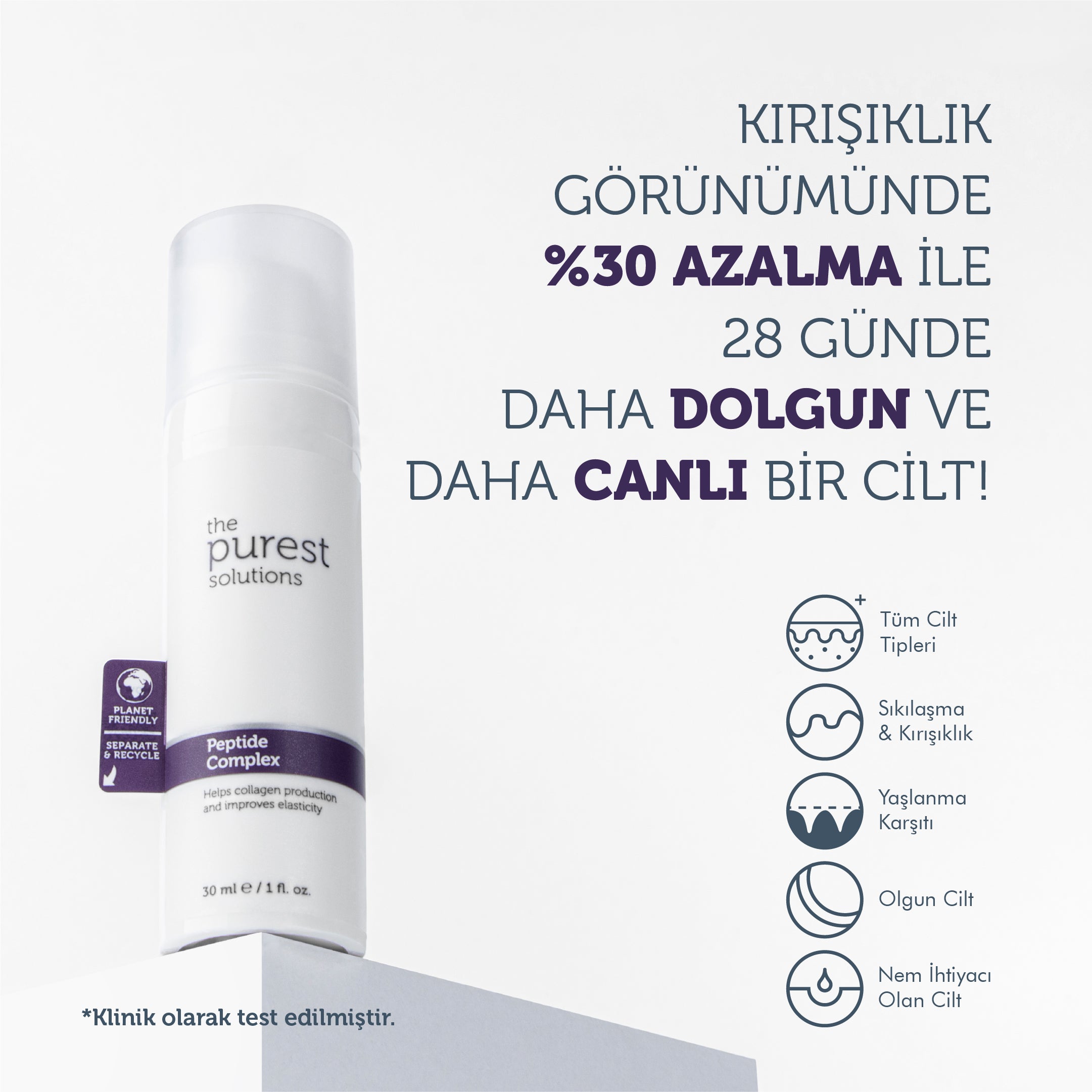 Cilt Yenileyici Ve Yaşlanma Karşıtı, Onarıcı Peptit Cilt Bakım Serumu 30 Ml (Peptide Complex)