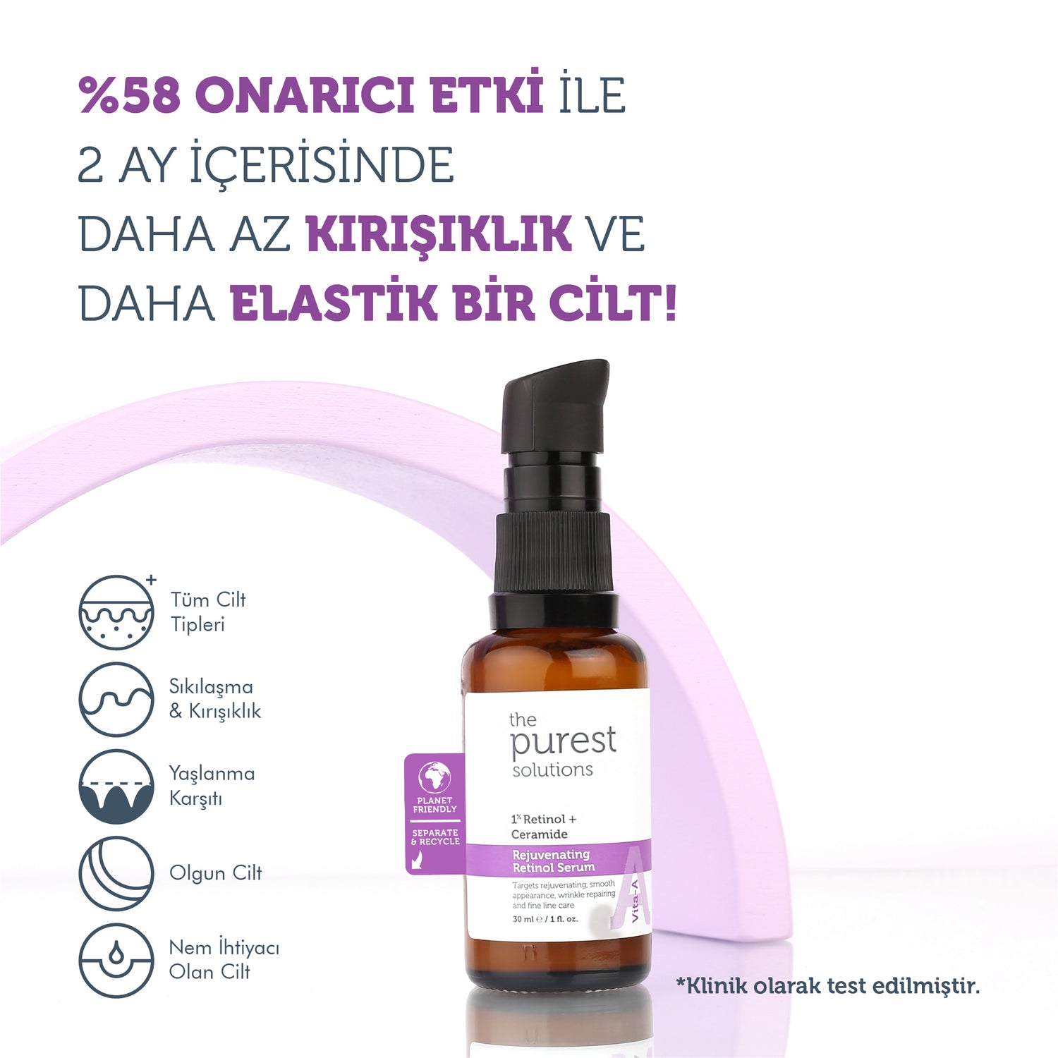 Yaşlanma Karşıtı Ve Kırışıklık Giderici, Onarıcı Retinol Gece Serumu 30 Ml