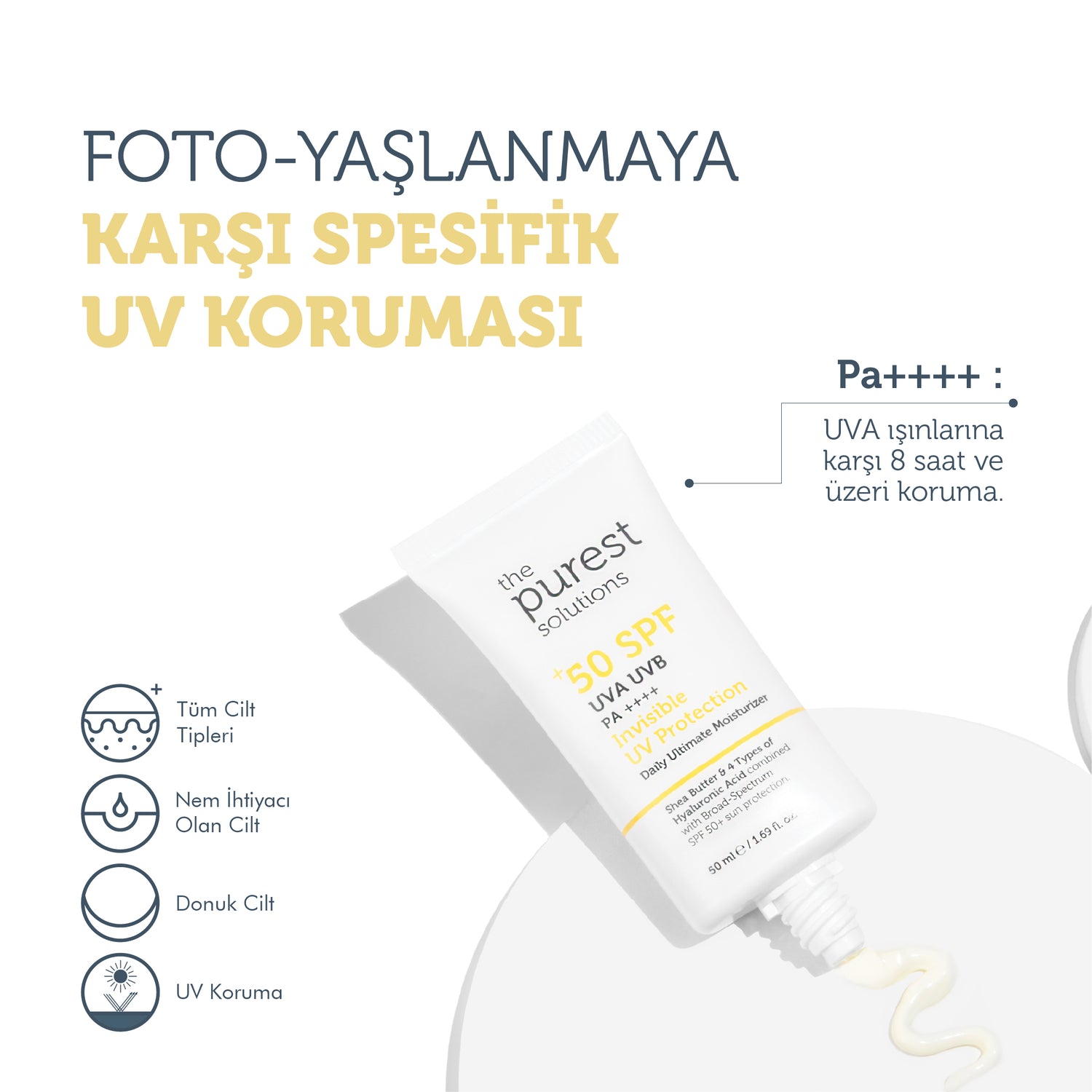 Yüksek Koruma Ve Nemlendirici Etkili Invisible Güneş Koruyucu Krem SPF 50, 50 Ml.