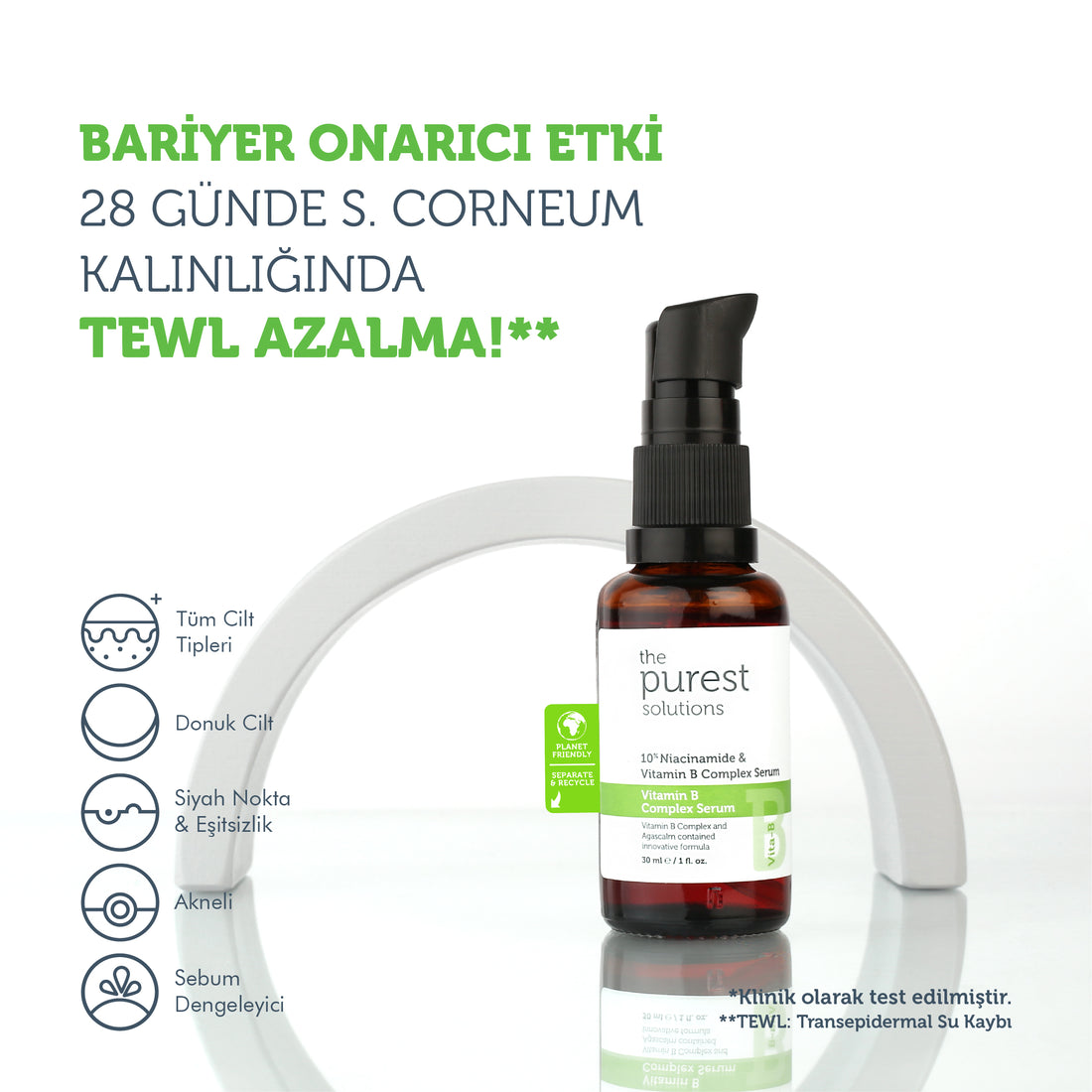 Bariyer Güçlendirici ve Yatıştırıcı B Vitamini Cilt Bakım Serumu 30 Ml