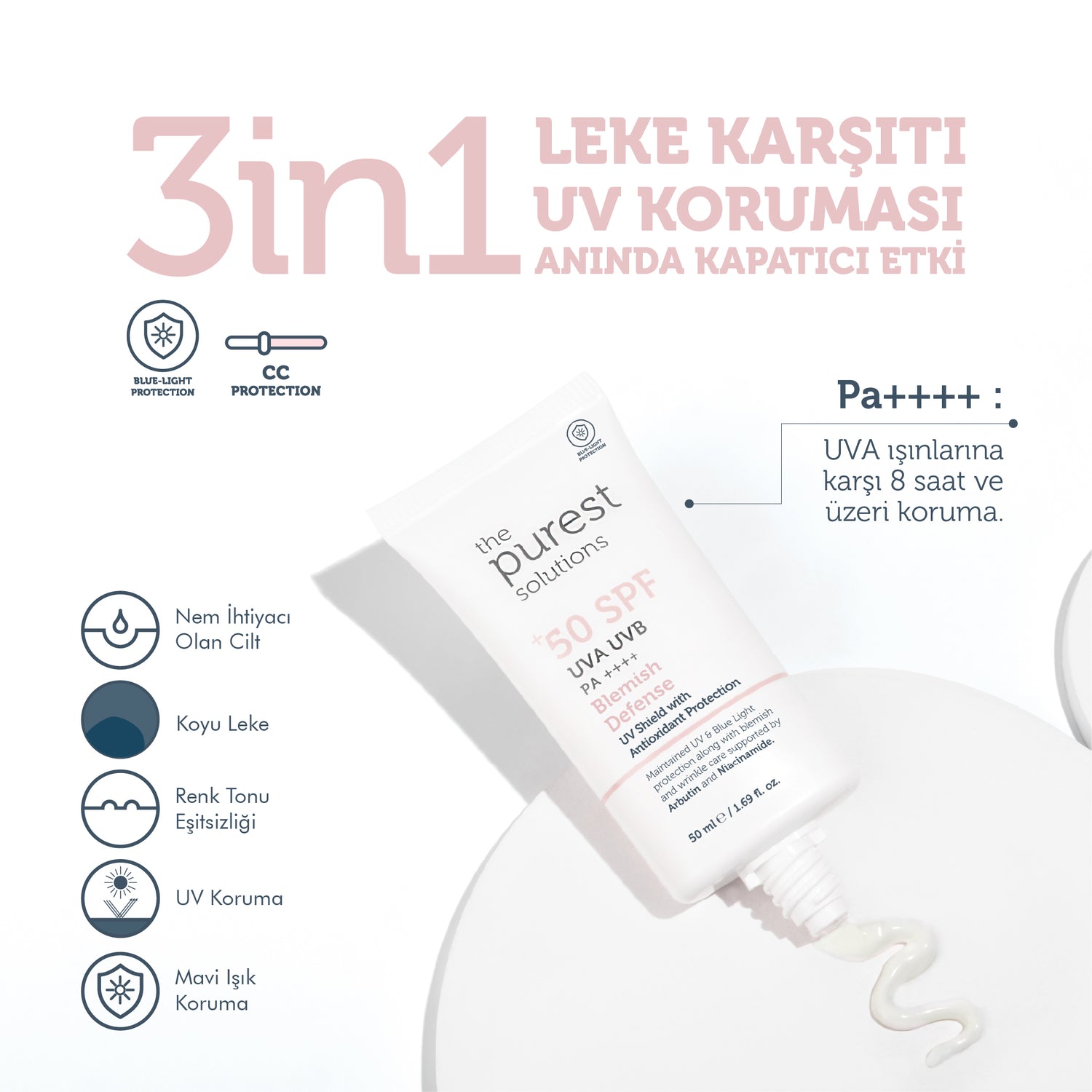 Cilt Tonu Eşitleyici Ve Leke Karşıtı Blemish Defense Renkli Güneş Koruyucu Krem SPF 50, 50 Ml