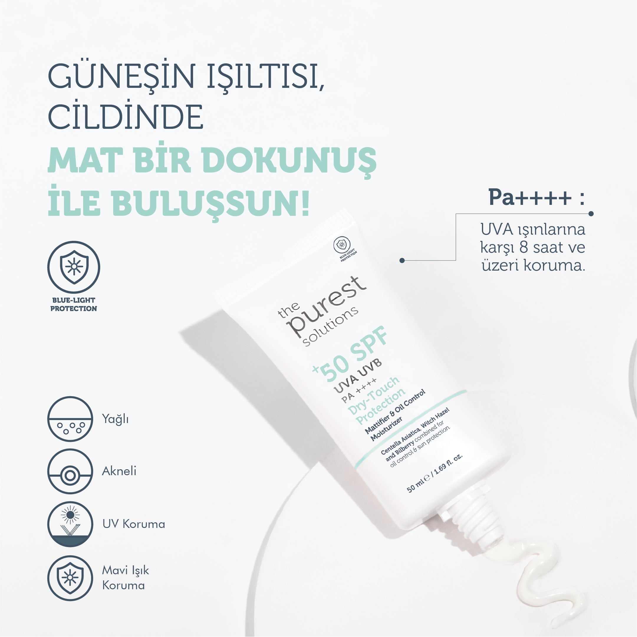 Yağlı Ve Karma Ciltler İçin Matlaştırıcı Dry-Touch Güneş Koruyucu Krem SPF 50, 50 Ml.