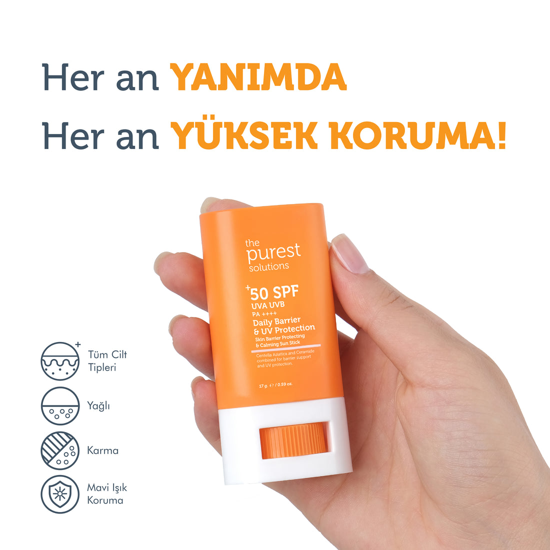 Bariyer Onarıcı Ve Yatıştırıcı, Yüksek Güneş Koruyucu Stick SPF 50, 17 g.