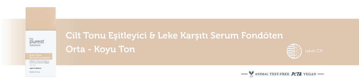 Cilt Tonu Eşitleyici &amp; Leke Karşıtı  Serum Fondöten  SPF 50+,30 ml – Açık/Orta Ton – anlatım görseli 1