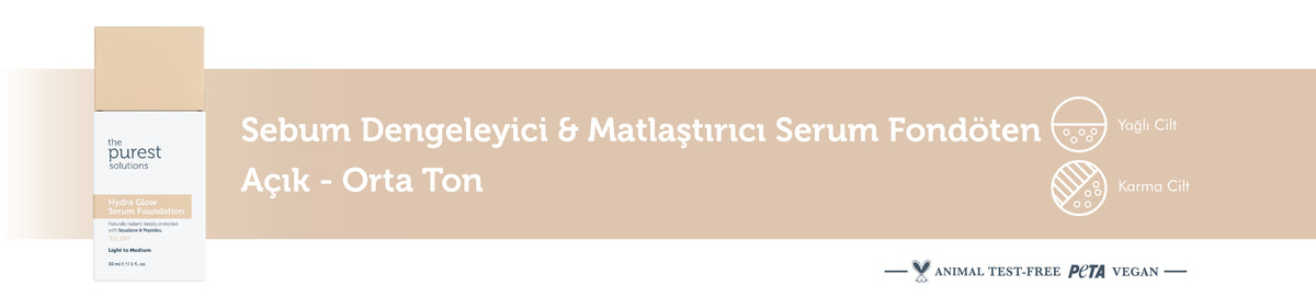 Sebum Dengeleyici &amp; Matlaştırıcı Serum Fondöten  SPF 50+,30 ml – Açık/Orta Ton – anlatım görseli 1
