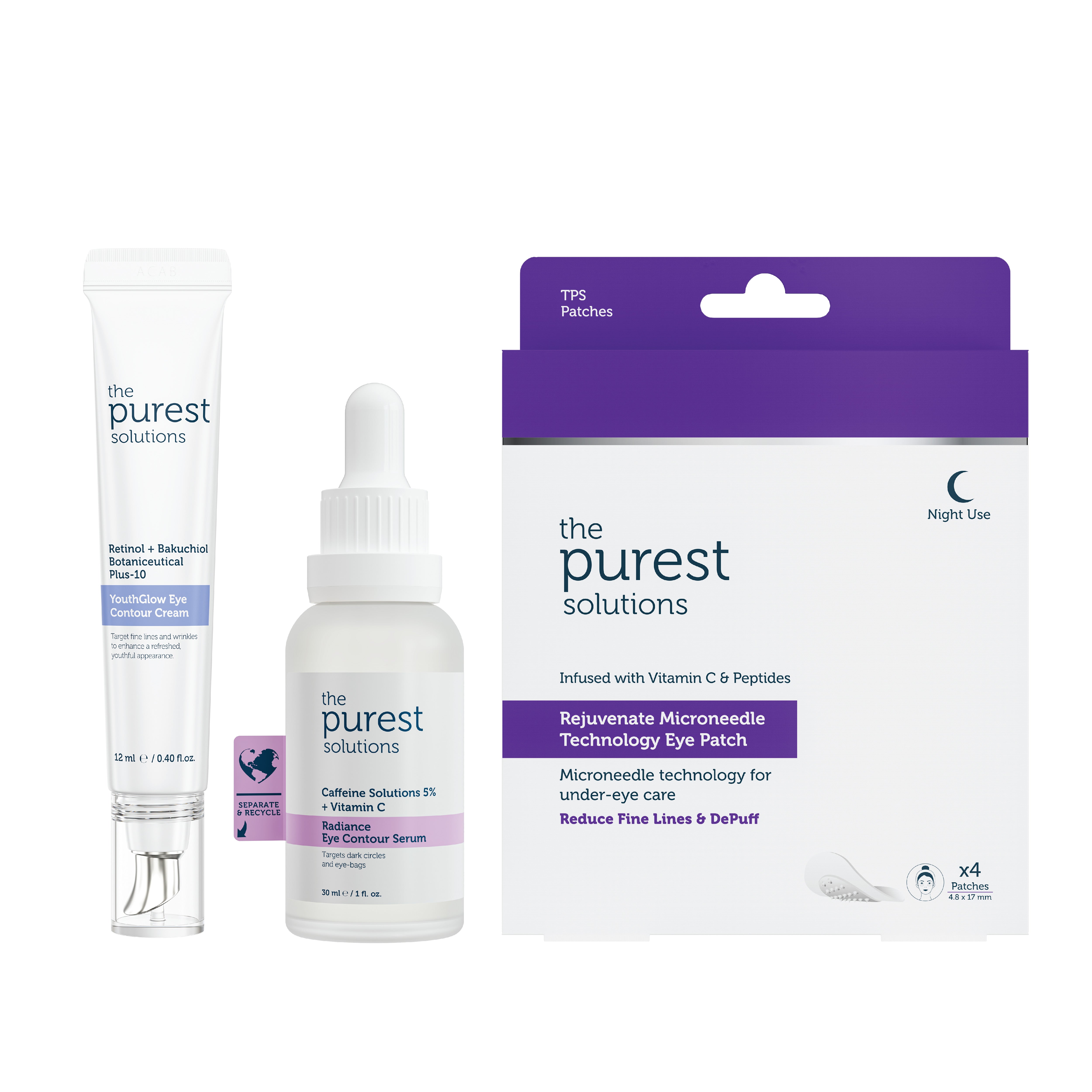 The Purest Solutions Göz Çevresi Bakım Seti, Göz Altı Bakımı için Kafein, Microneedle ve Re