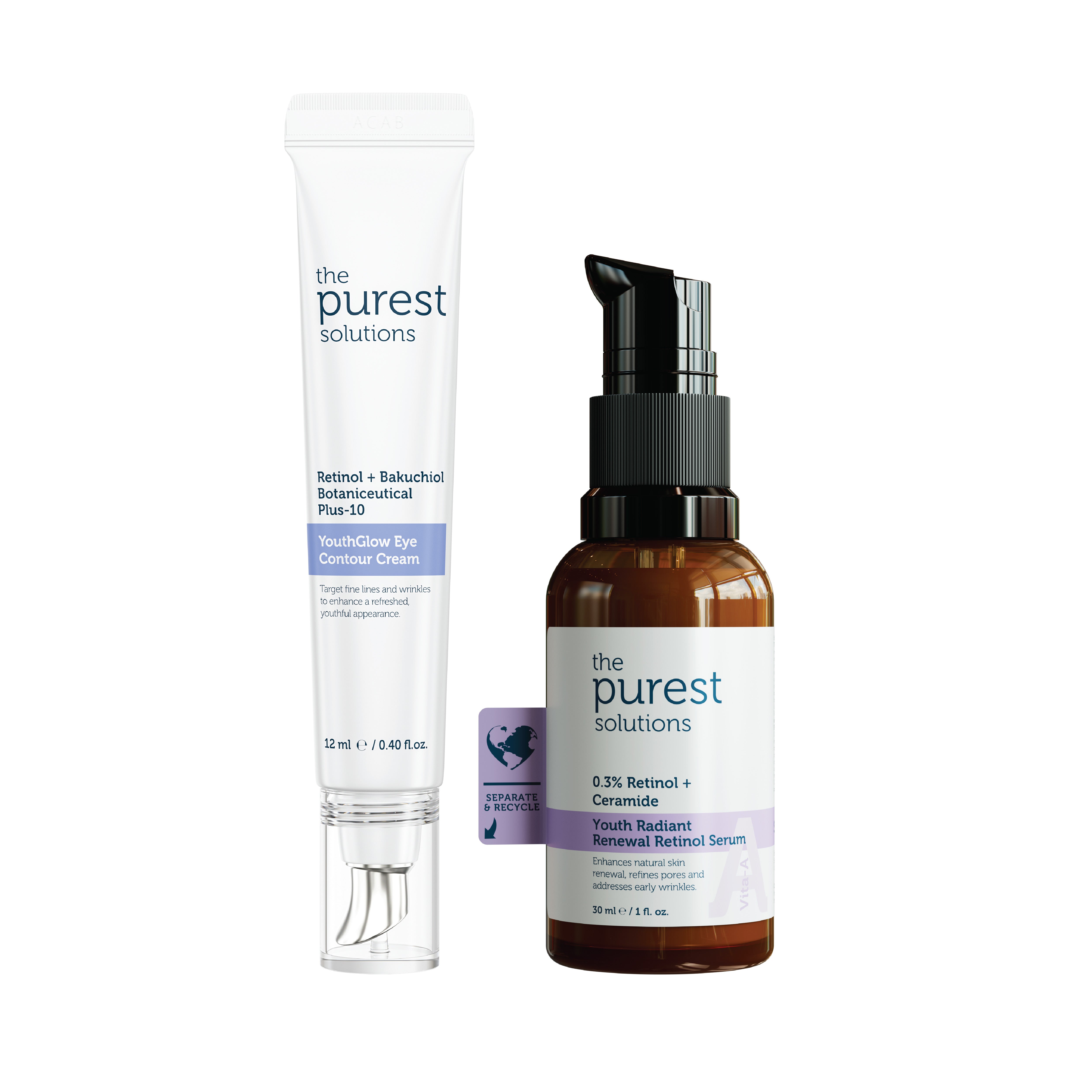 Cilt ve Göz Çevresi Bakım Seti, Retinol ve Adenozin İçeren, Kırışıklık