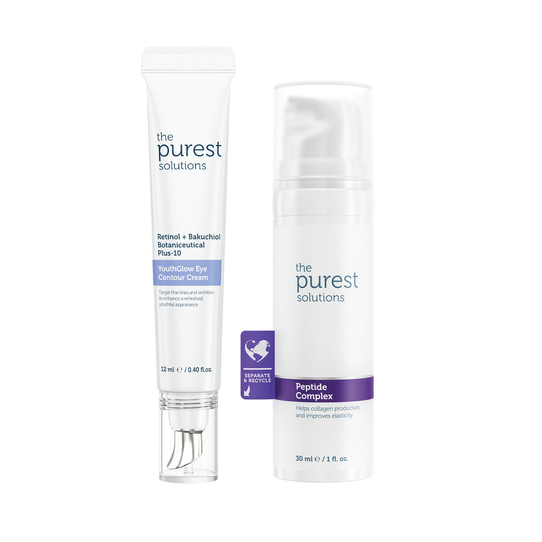 Cilt ve Göz Çevresi Bakım Seti, Retinol, Adenozin, Peptid İçeren, Kırışıklık Karşıtı Bakım, 2’li Set