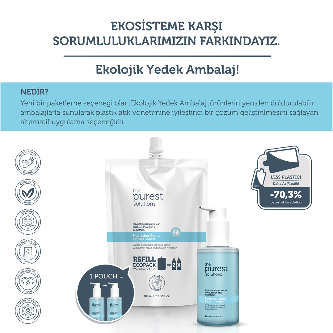 Hyaluronik Asit Temizleme Jeli Ekolojik Yedek Paket: Kuru &amp; Karma Ciltler İçin Nemlendirici ve Bariyer Onarıcı 400 Ml