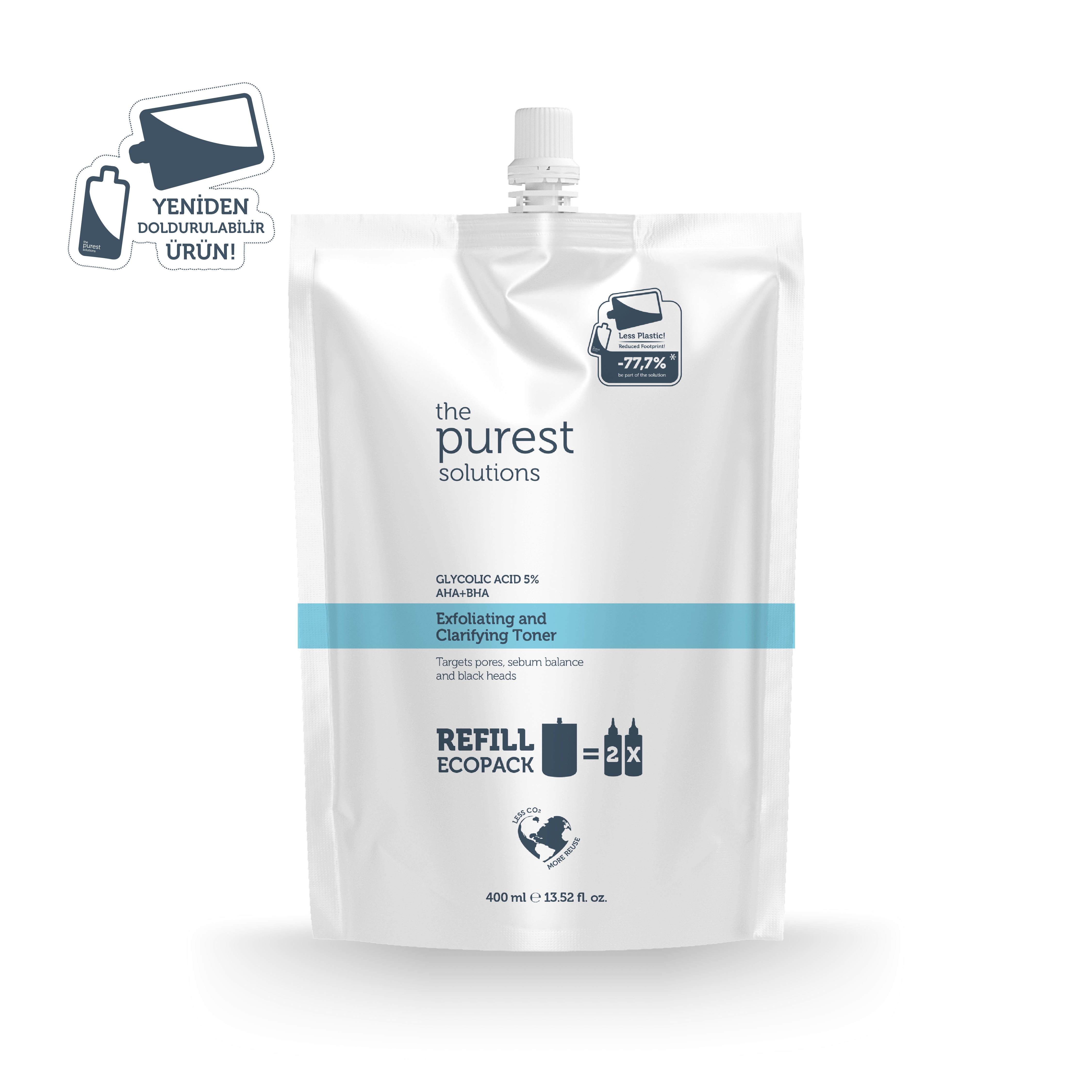 The Purest Solutions Glycolic Acid Tonic Ecological Refill Pack 400 ml